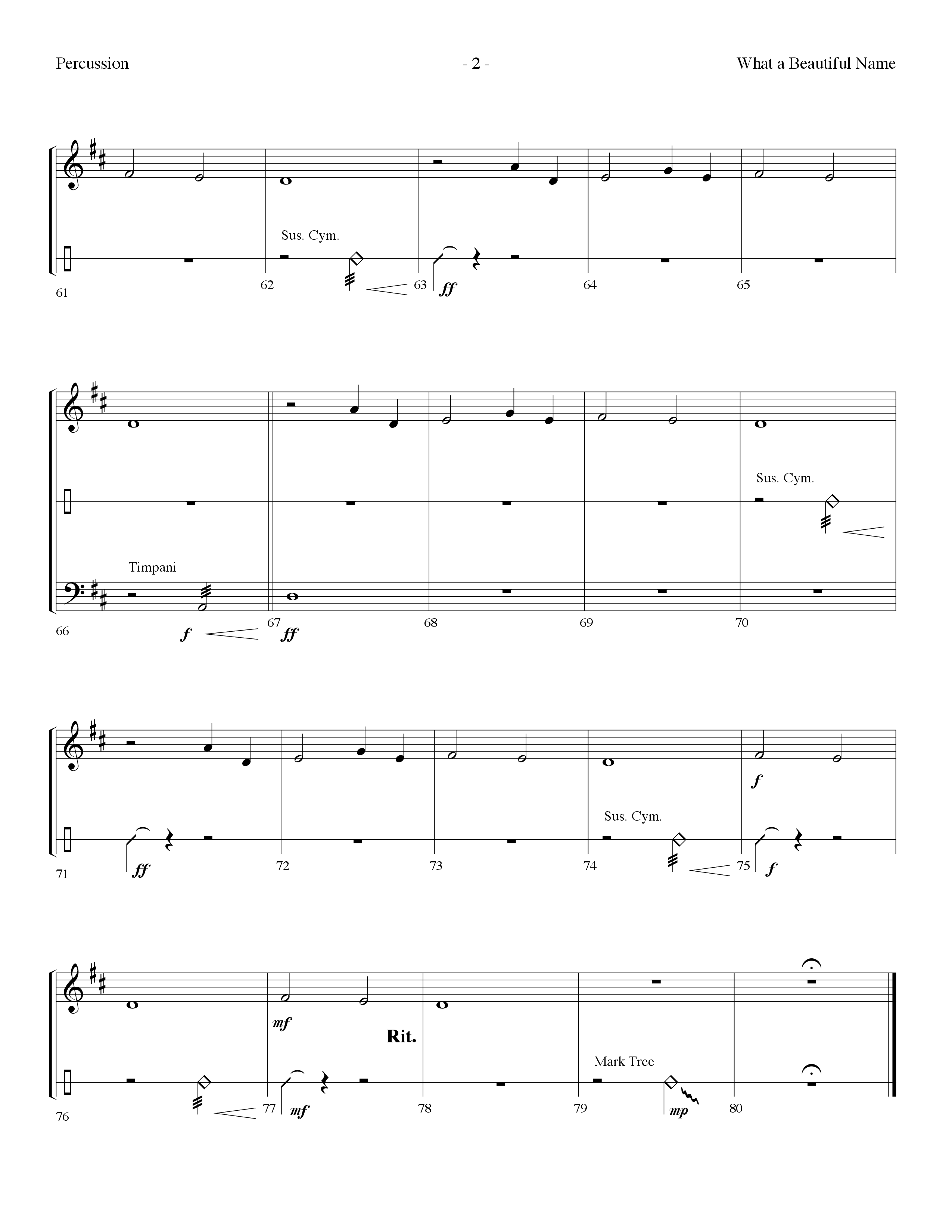 What A Beautiful Name (Choral Anthem SATB) Percussion (Lifeway Choral / Arr. Dennis Allen)