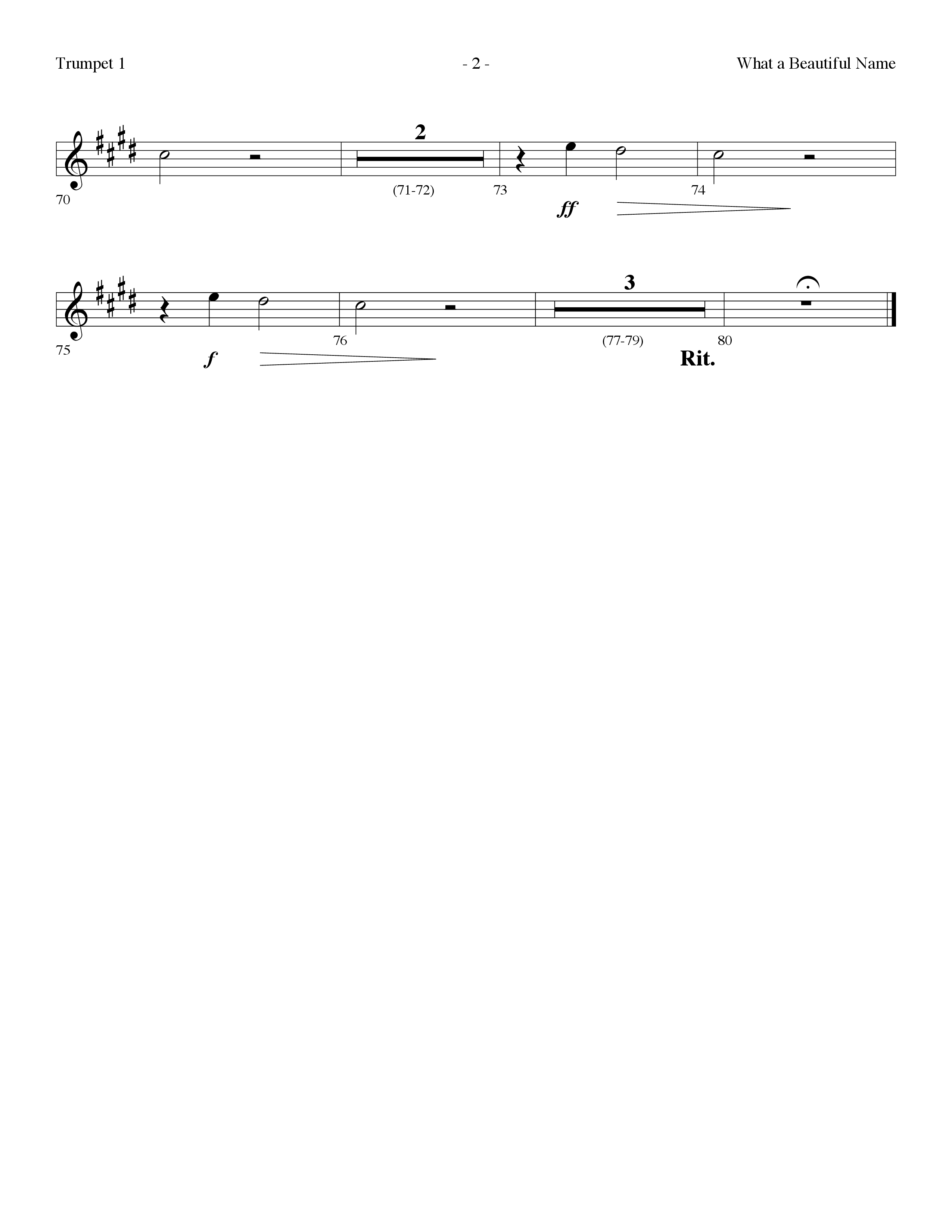 What A Beautiful Name (Choral Anthem SATB) Trumpet 1 (Lifeway Choral / Arr. Dennis Allen)