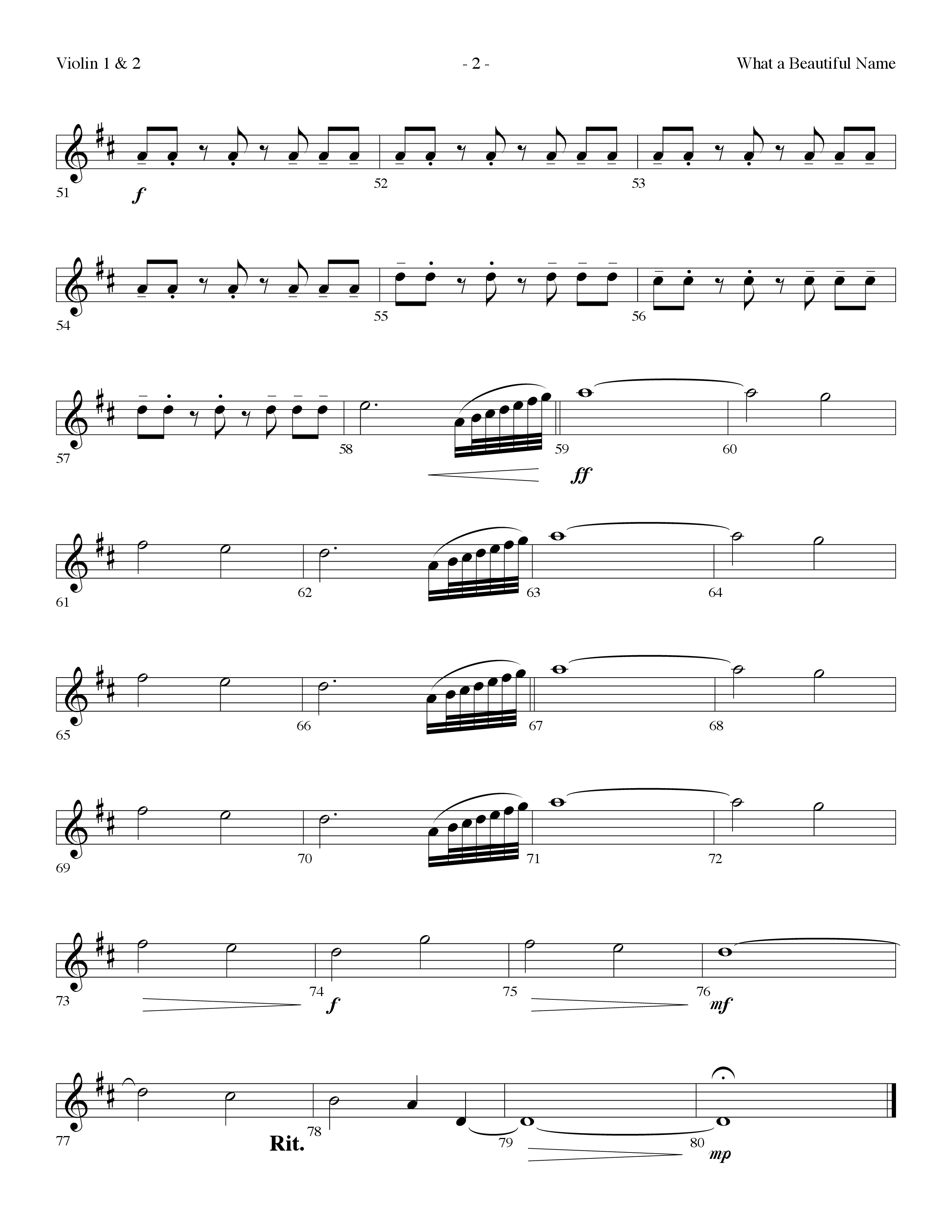 What A Beautiful Name (Choral Anthem SATB) Violin 1/2 (Lifeway Choral / Arr. Dennis Allen)