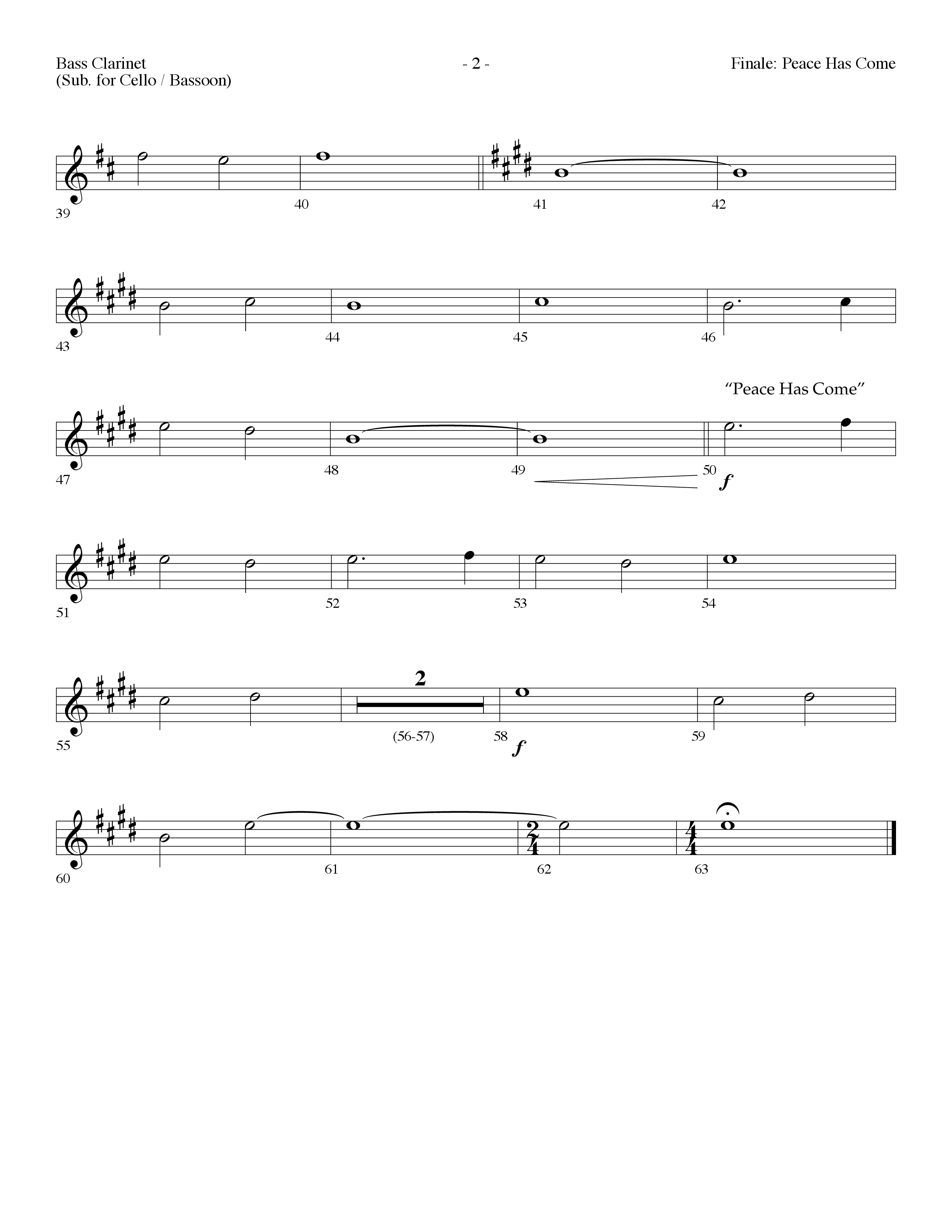 Finale: Peace Has Come (with O Come All Ye Faithful) (Choral Anthem SATB) Bass Clarinet (Lifeway Choral / Arr. Dennis Allen)