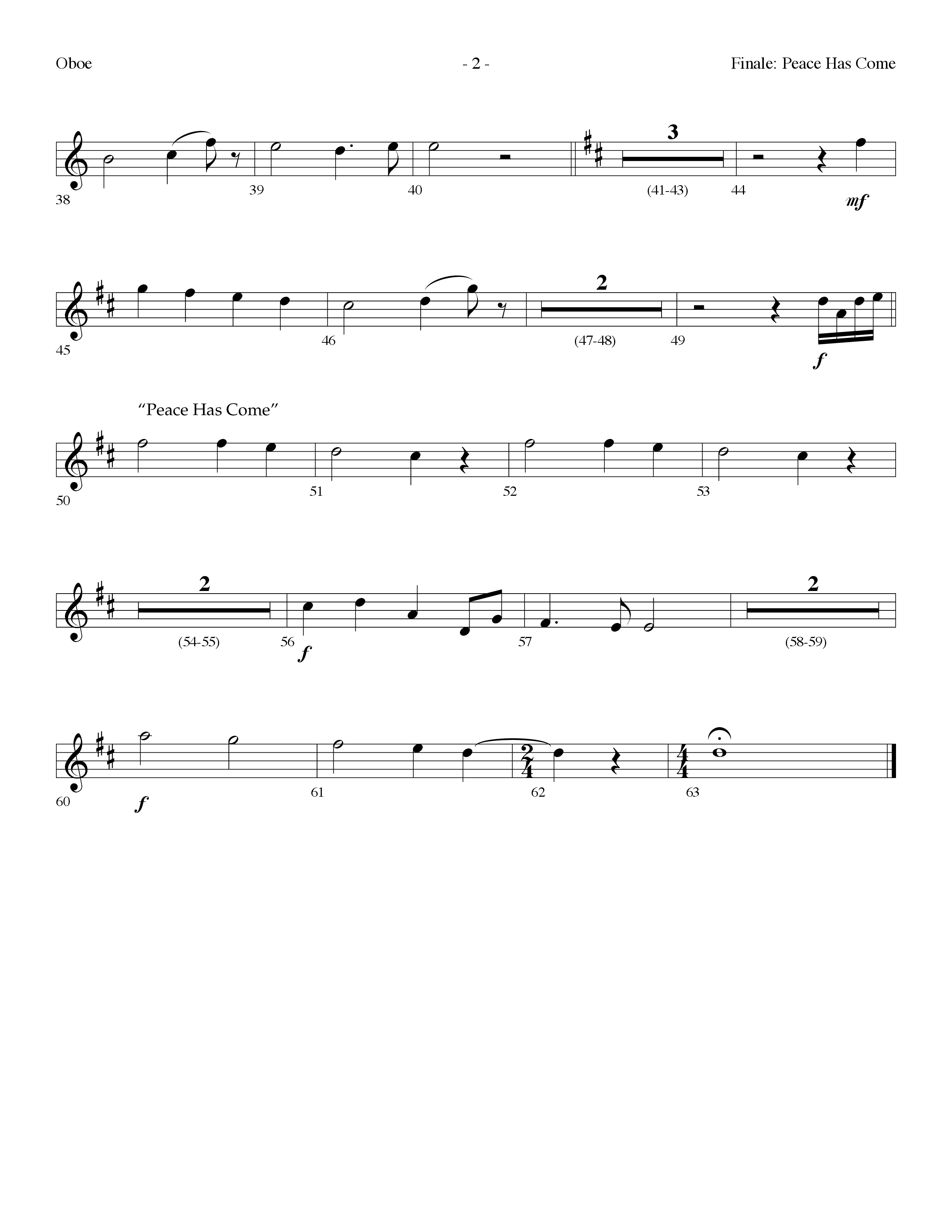 Finale: Peace Has Come (with O Come All Ye Faithful) (Choral Anthem SATB) Oboe (Lifeway Choral / Arr. Dennis Allen)