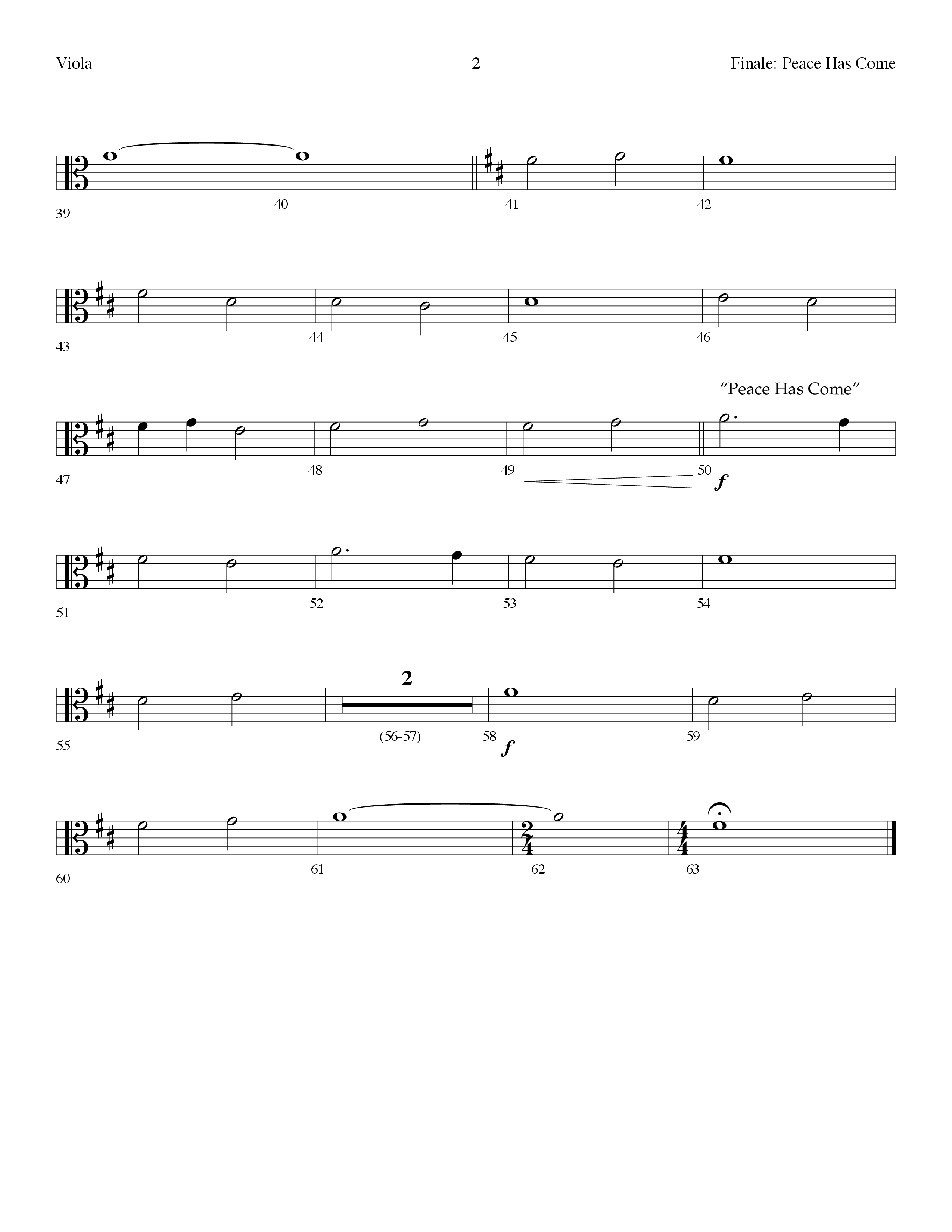 Finale: Peace Has Come (with O Come All Ye Faithful) (Choral Anthem SATB) Viola (Lifeway Choral / Arr. Dennis Allen)