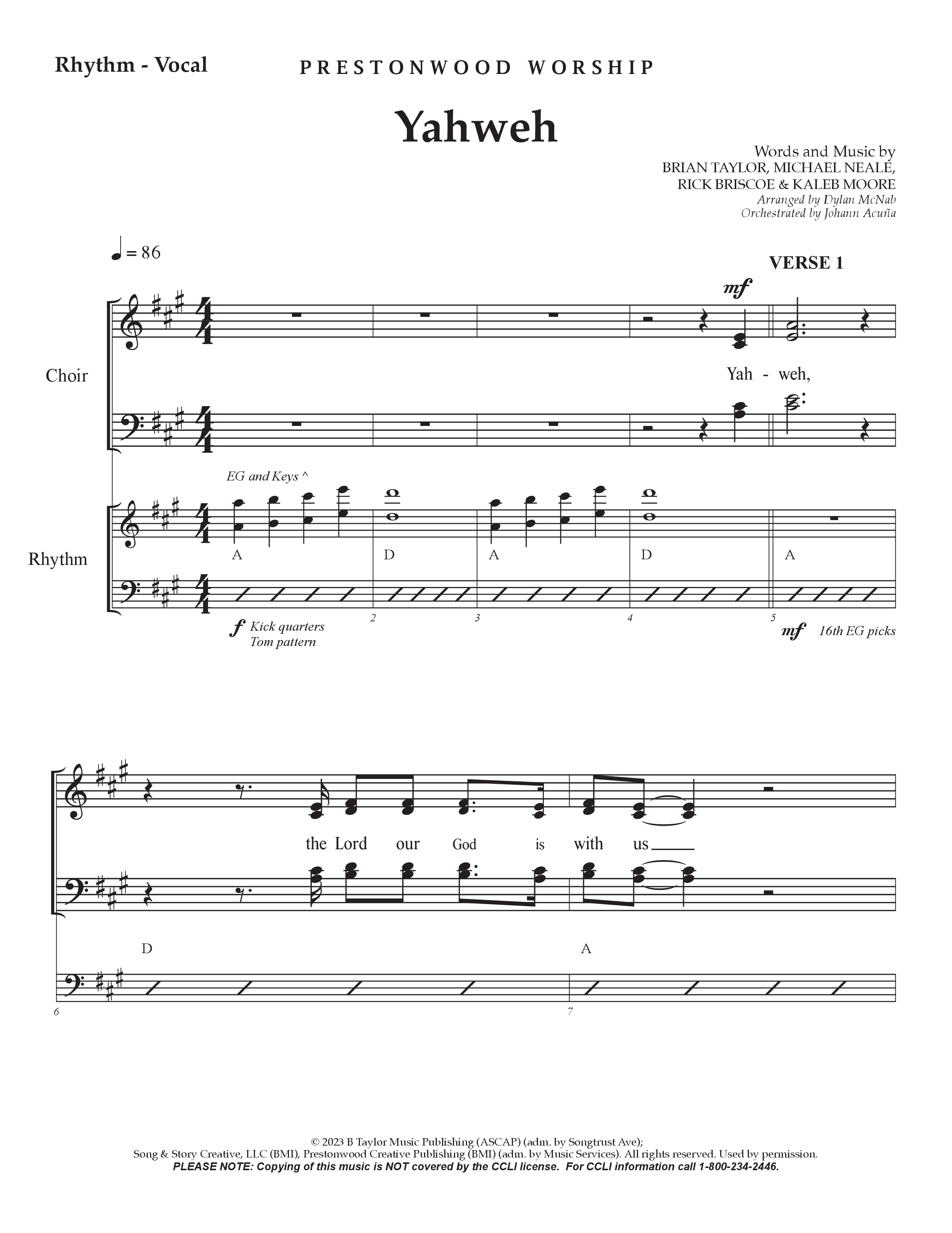Yahweh Rhythm/Vocal (Prestonwood Worship / Arr. Dylan McNab / Orch. Johann Acuna)