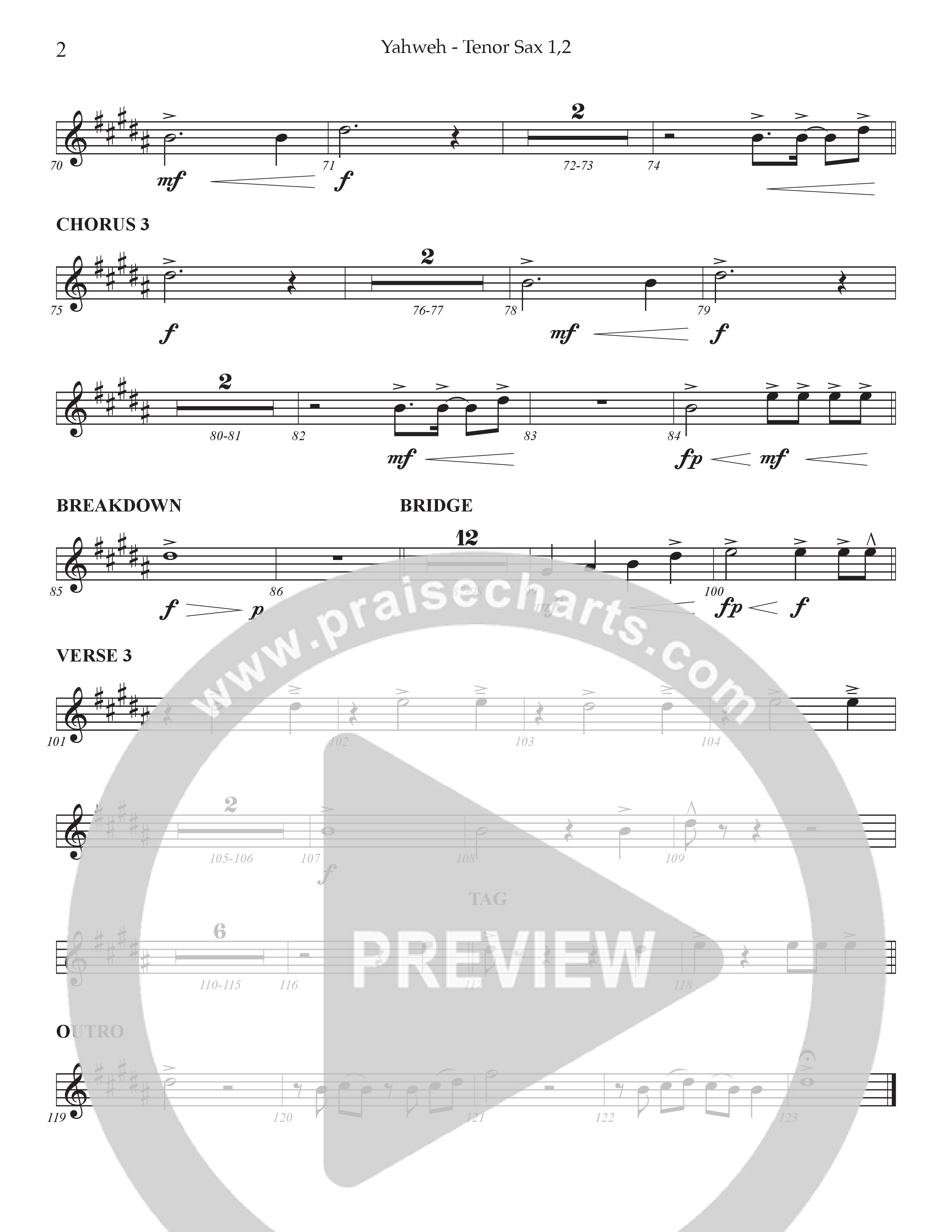 Yahweh Tenor Sax/Baritone T.C. (Prestonwood Worship / Arr. Dylan McNab / Orch. Johann Acuna)