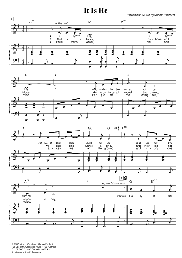 It Is He Lead & Piano (Hillsong Worship)