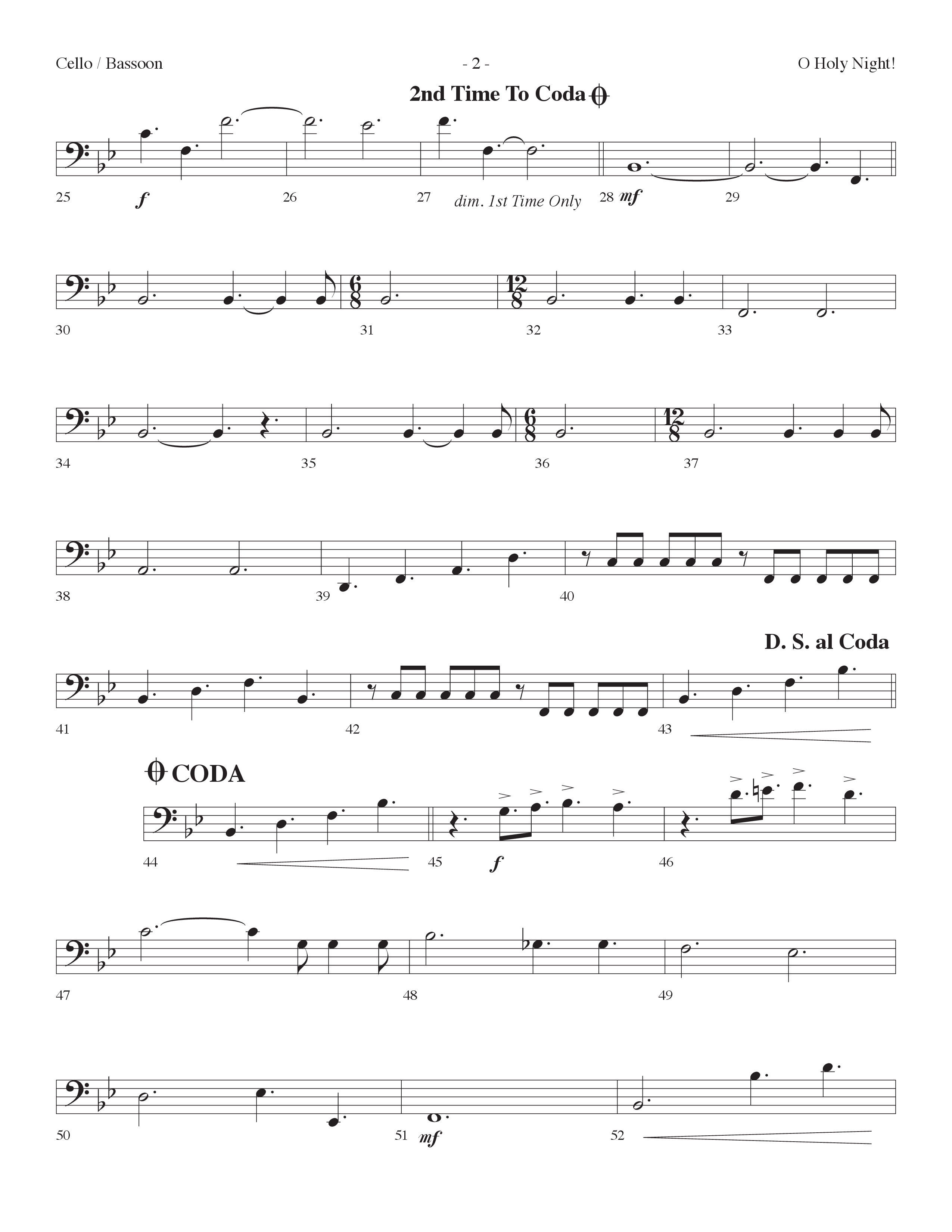 O Holy Night (Choral Anthem SATB) Cello (Lifeway Choral / Arr. Dennis Allen)