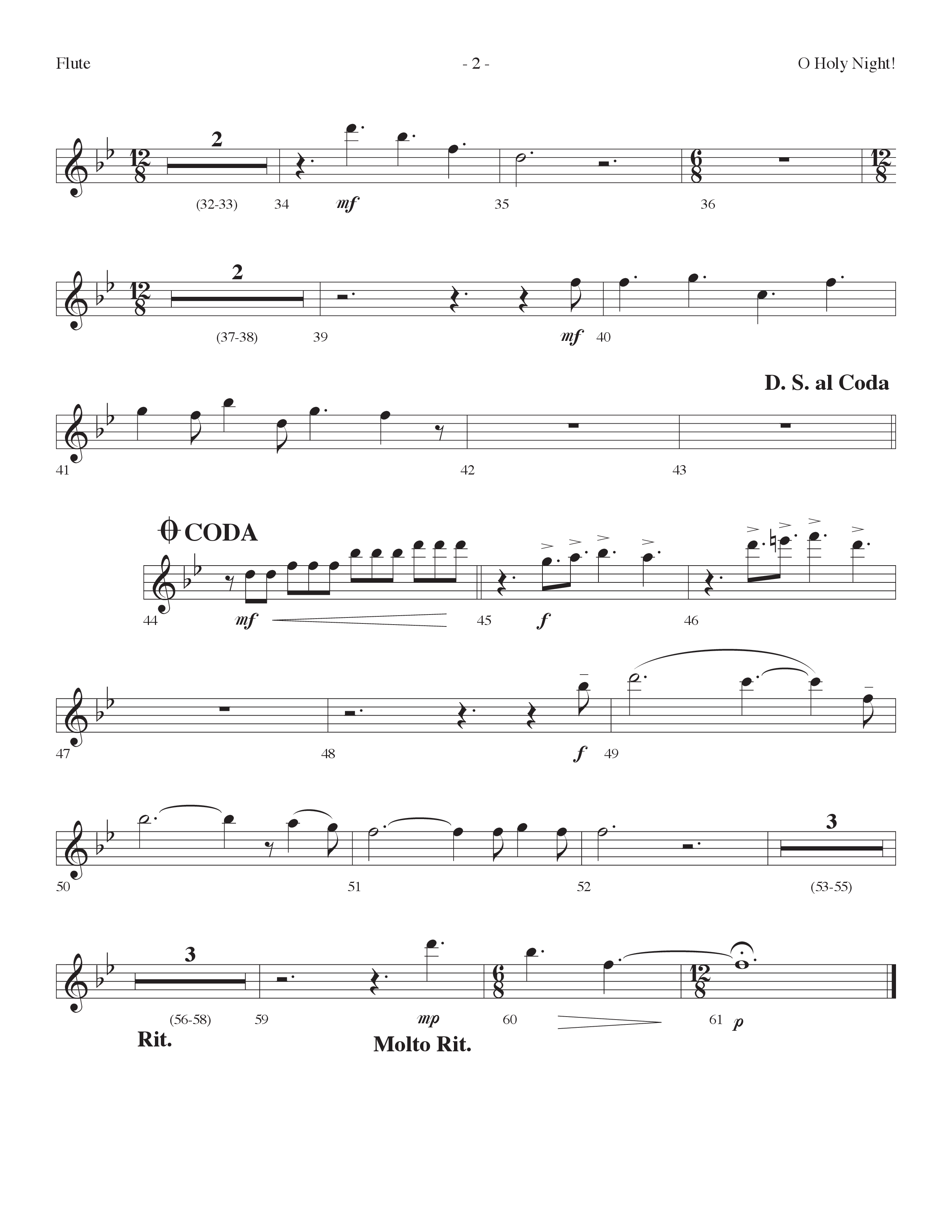 O Holy Night (Choral Anthem SATB) Flute (Lifeway Choral / Arr. Dennis Allen)