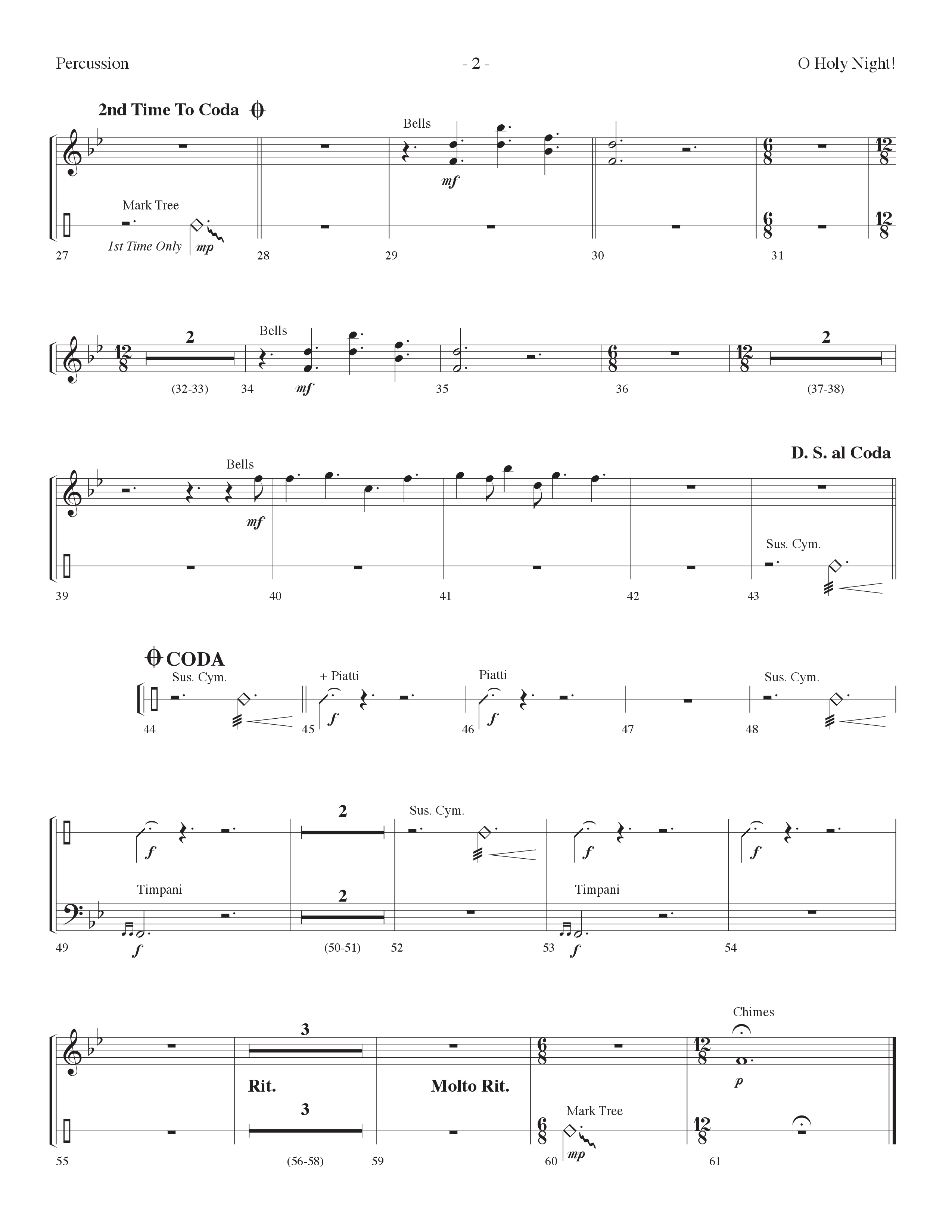 O Holy Night (Choral Anthem SATB) Percussion (Lifeway Choral / Arr. Dennis Allen)