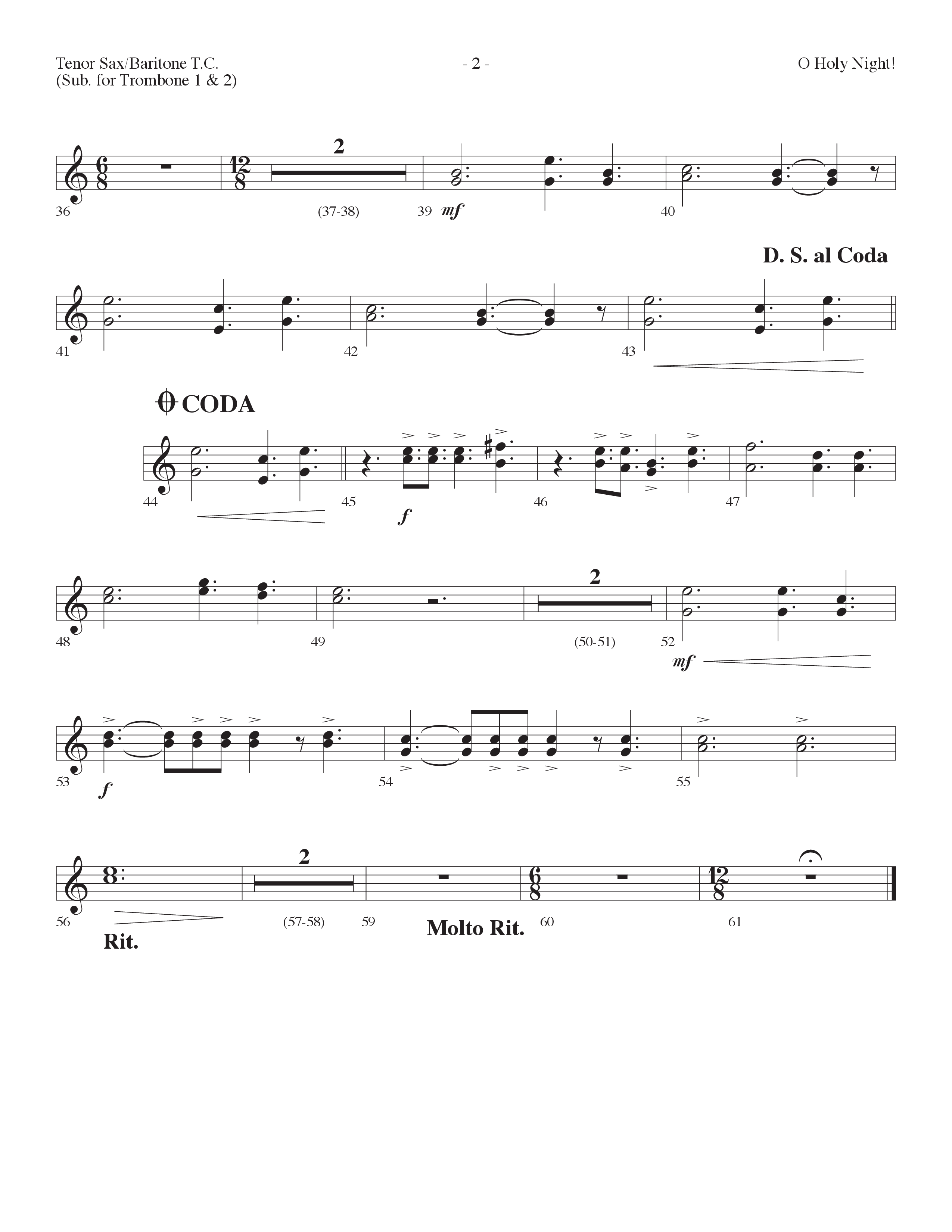 O Holy Night (Choral Anthem SATB) Tenor Sax/Baritone T.C. (Lifeway Choral / Arr. Dennis Allen)