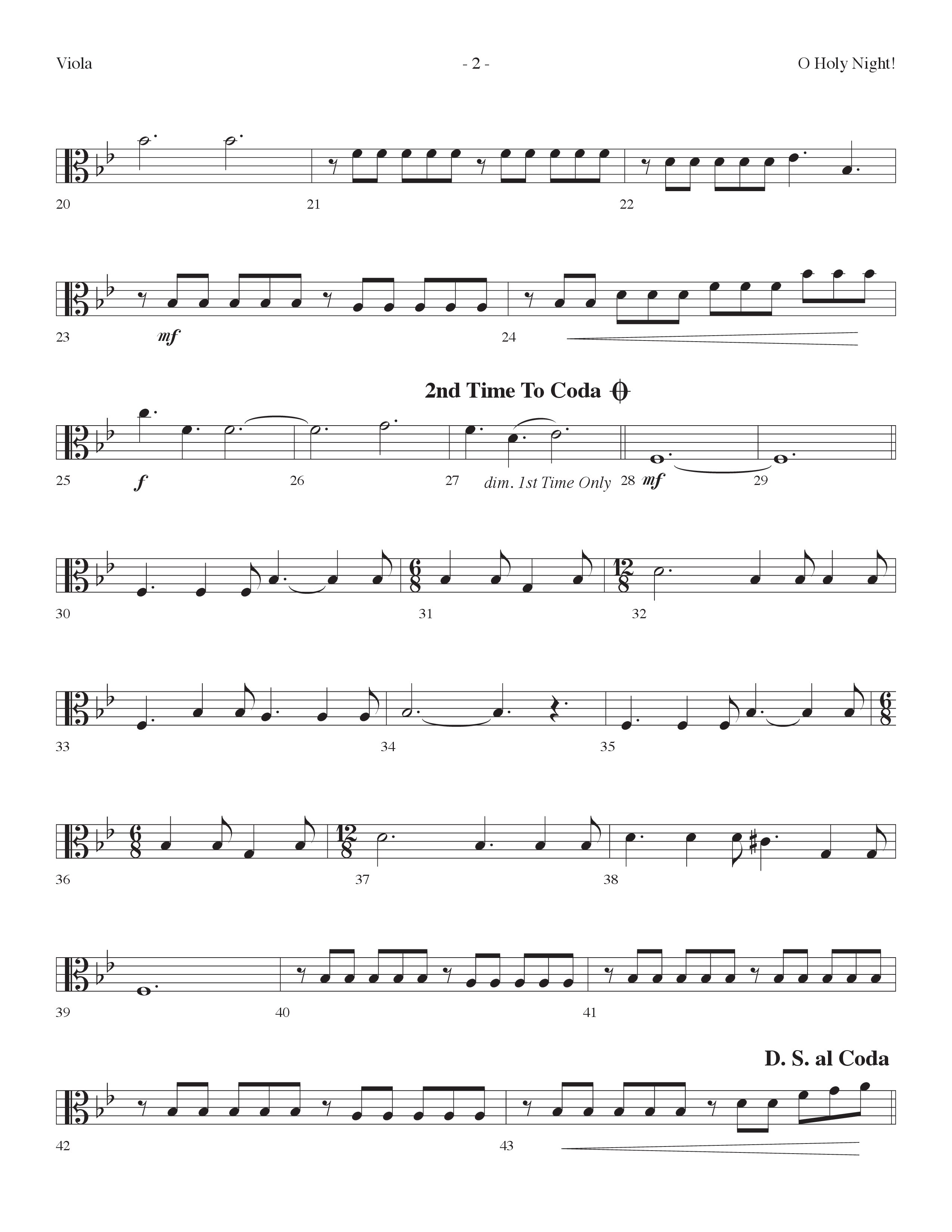 O Holy Night (Choral Anthem SATB) Viola (Lifeway Choral / Arr. Dennis Allen)
