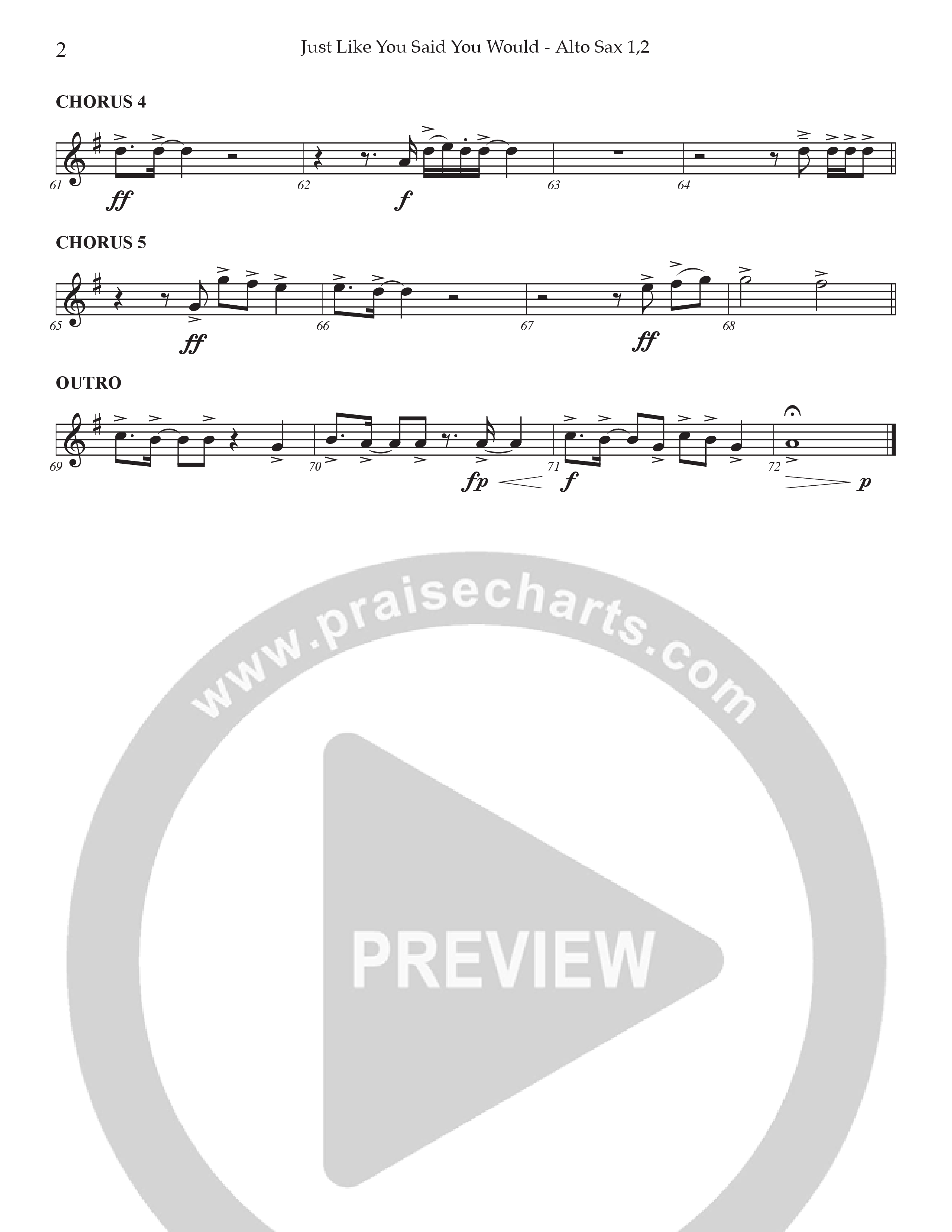 Just Like You Said You Would Alto Sax 1/2 (Prestonwood Worship / Arr. Dylan McNab / Orch. Johann Acuna)