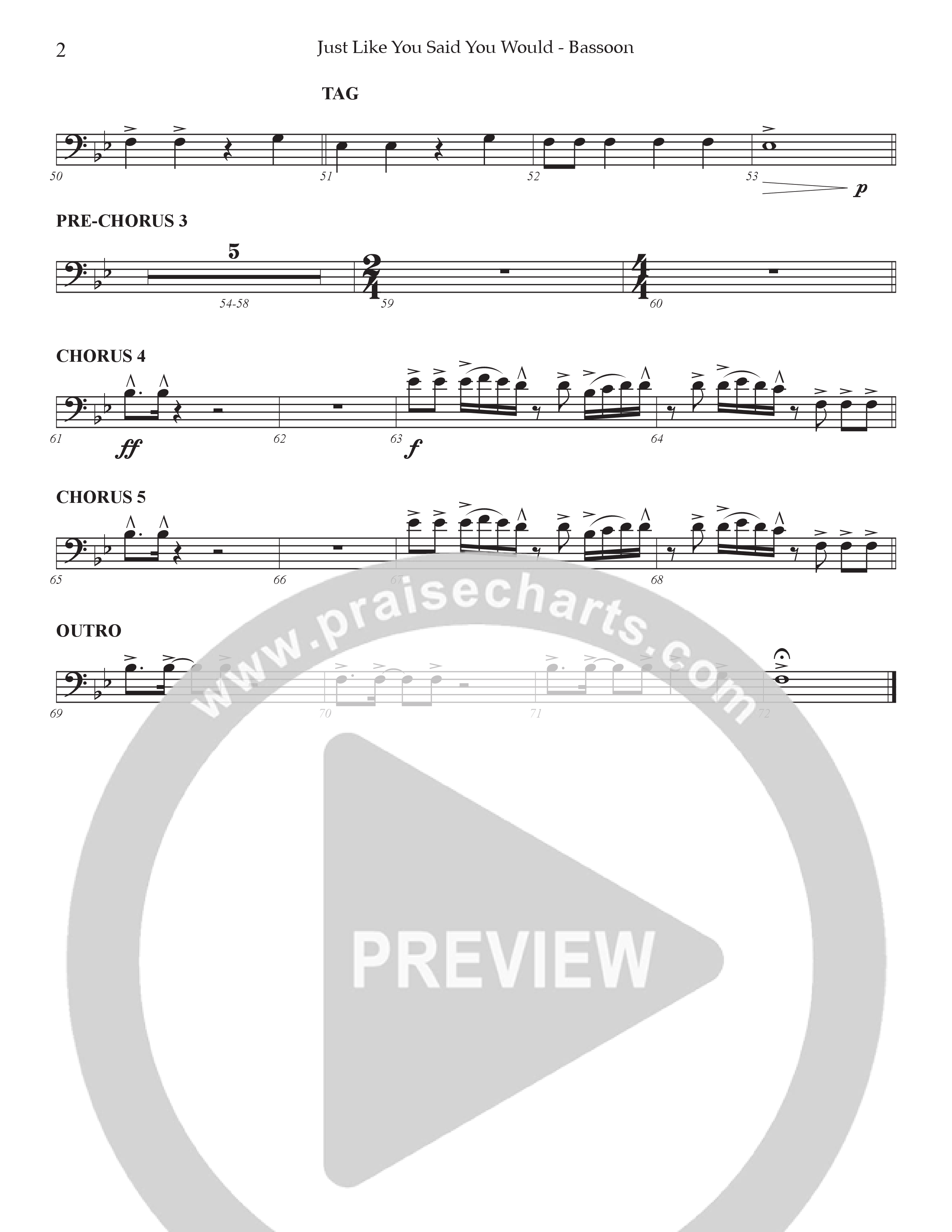 Just Like You Said You Would Bassoon (Prestonwood Worship / Arr. Dylan McNab / Orch. Johann Acuna)