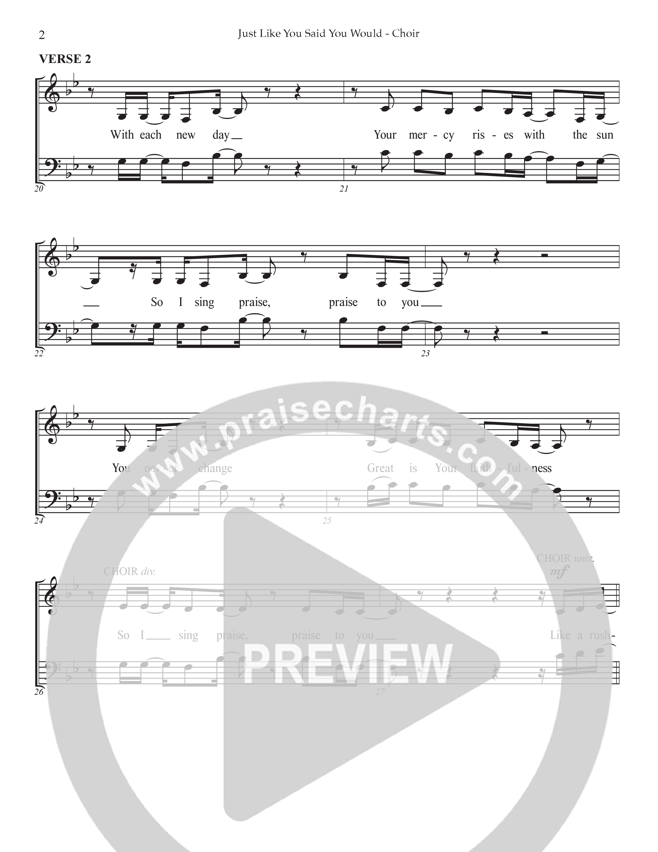Just Like You Said You Would Choir Sheet CH (Prestonwood Worship / Arr. Dylan McNab / Orch. Johann Acuna)
