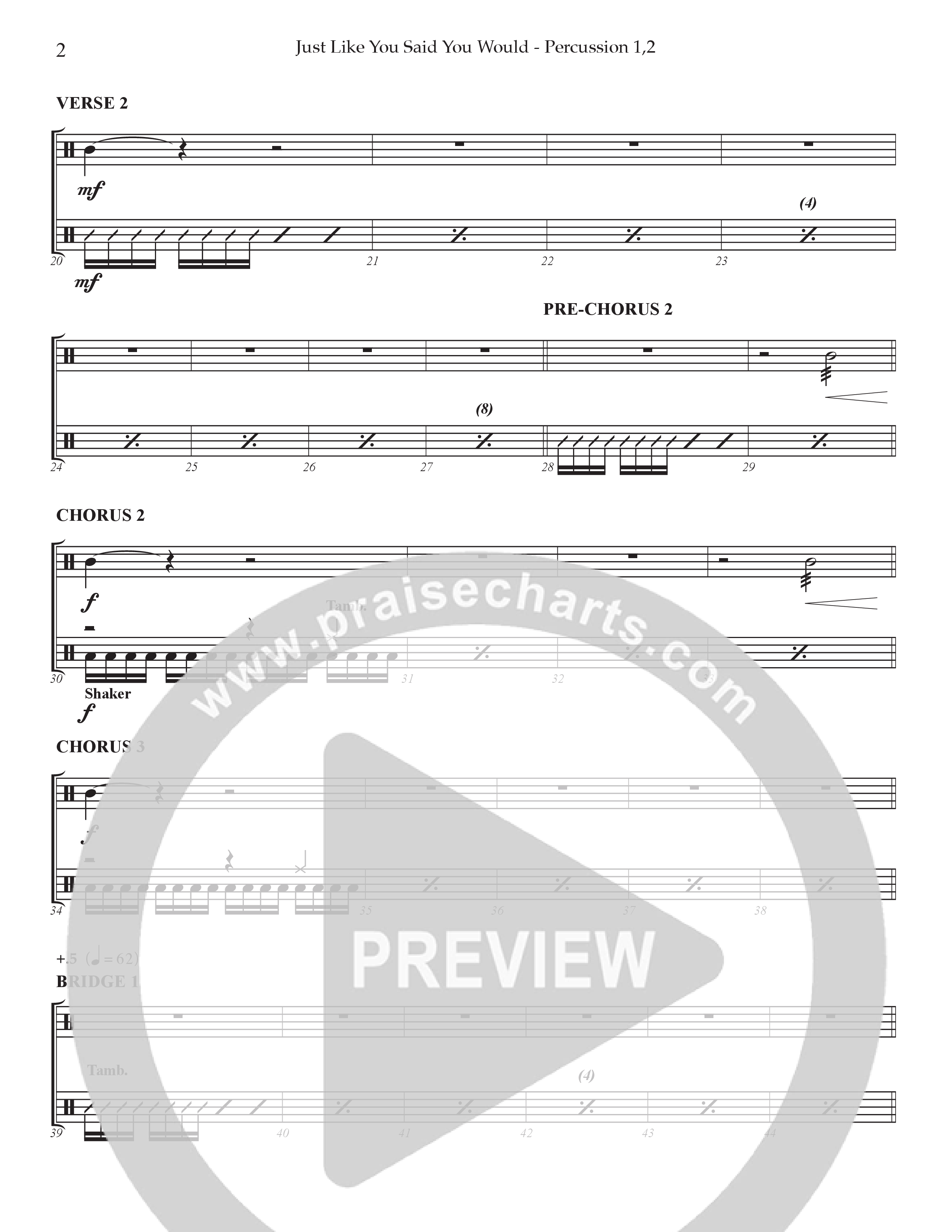 Just Like You Said You Would Percussion 1/2 (Prestonwood Worship / Arr. Dylan McNab / Orch. Johann Acuna)
