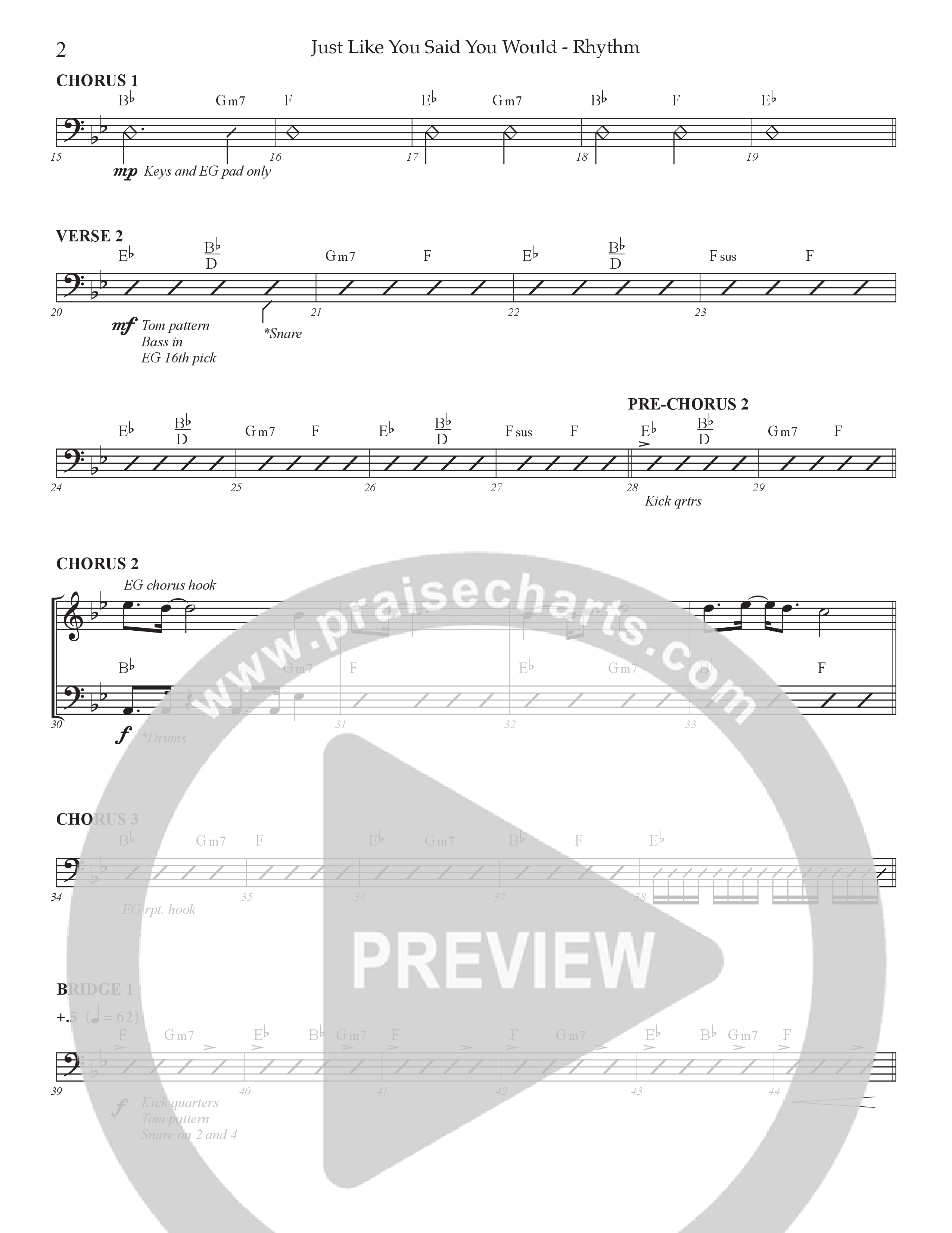 Just Like You Said You Would Rhythm Chart (Prestonwood Worship / Arr. Dylan McNab / Orch. Johann Acuna)