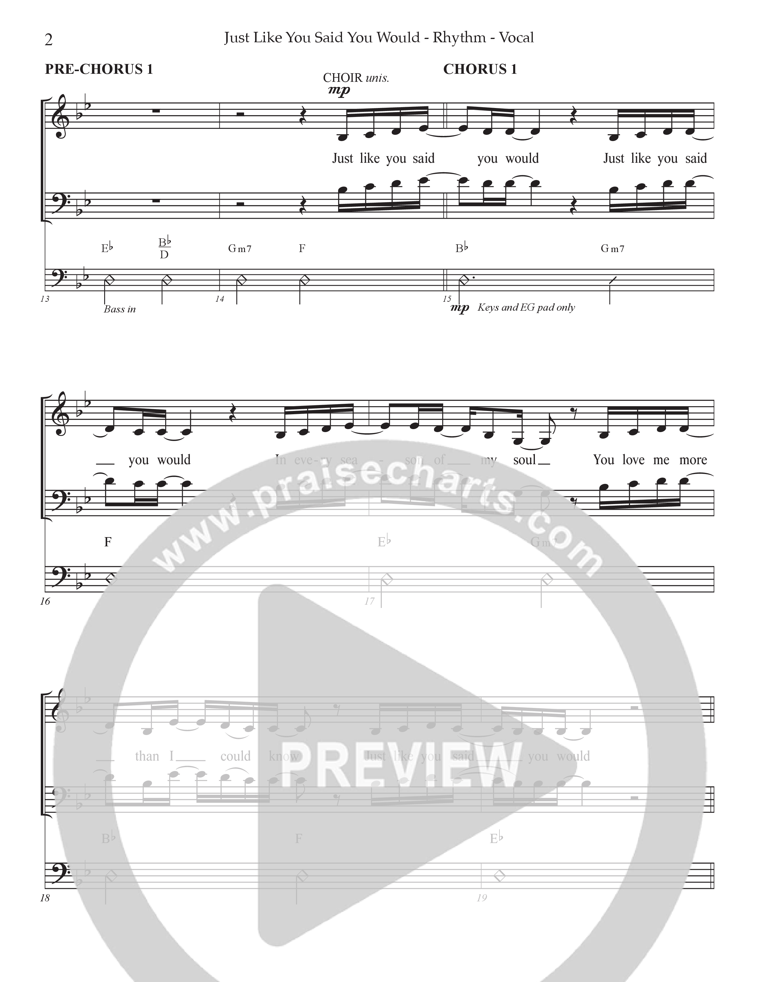 Just Like You Said You Would Rhythm/Vocal (Prestonwood Worship / Arr. Dylan McNab / Orch. Johann Acuna)