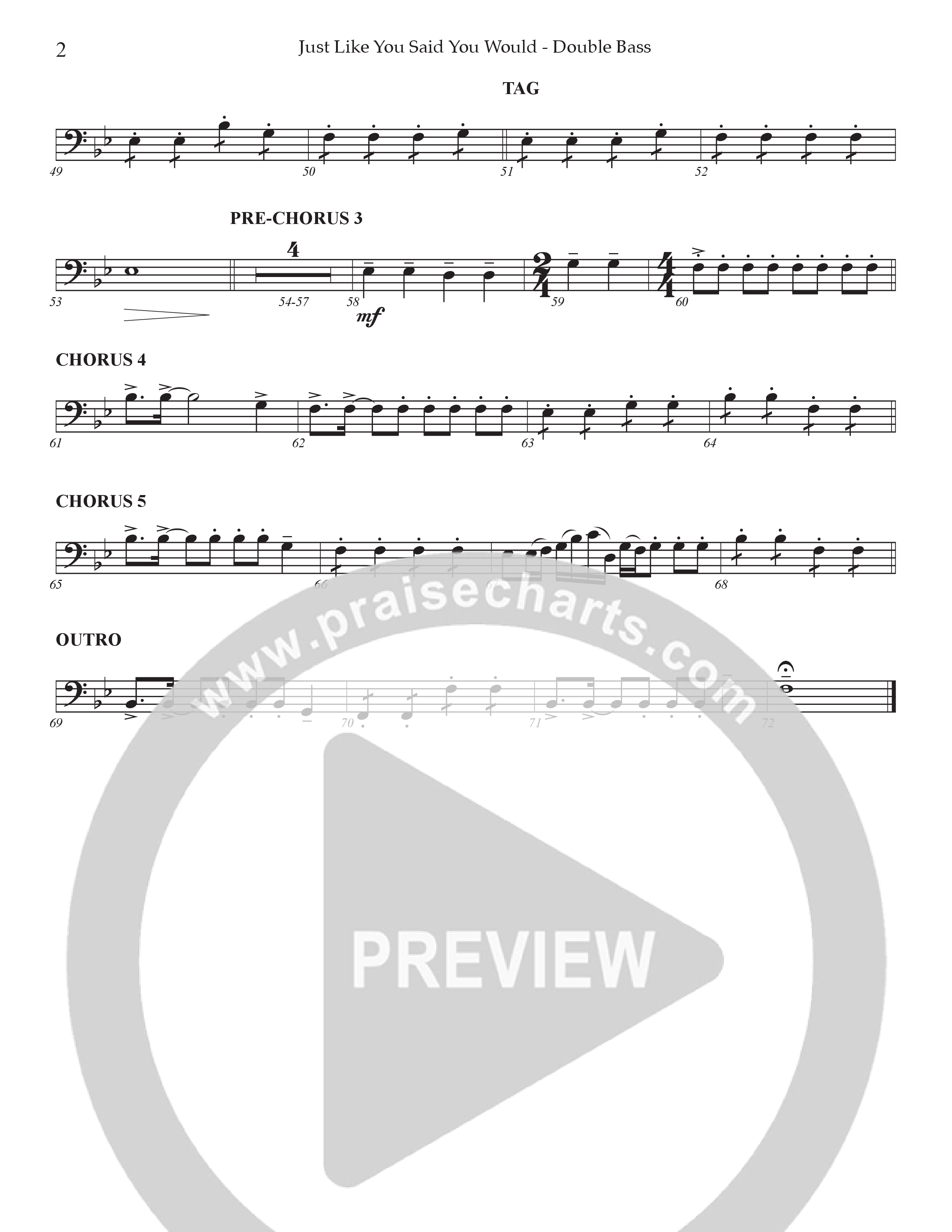 Just Like You Said You Would String Bass (Prestonwood Worship / Arr. Dylan McNab / Orch. Johann Acuna)