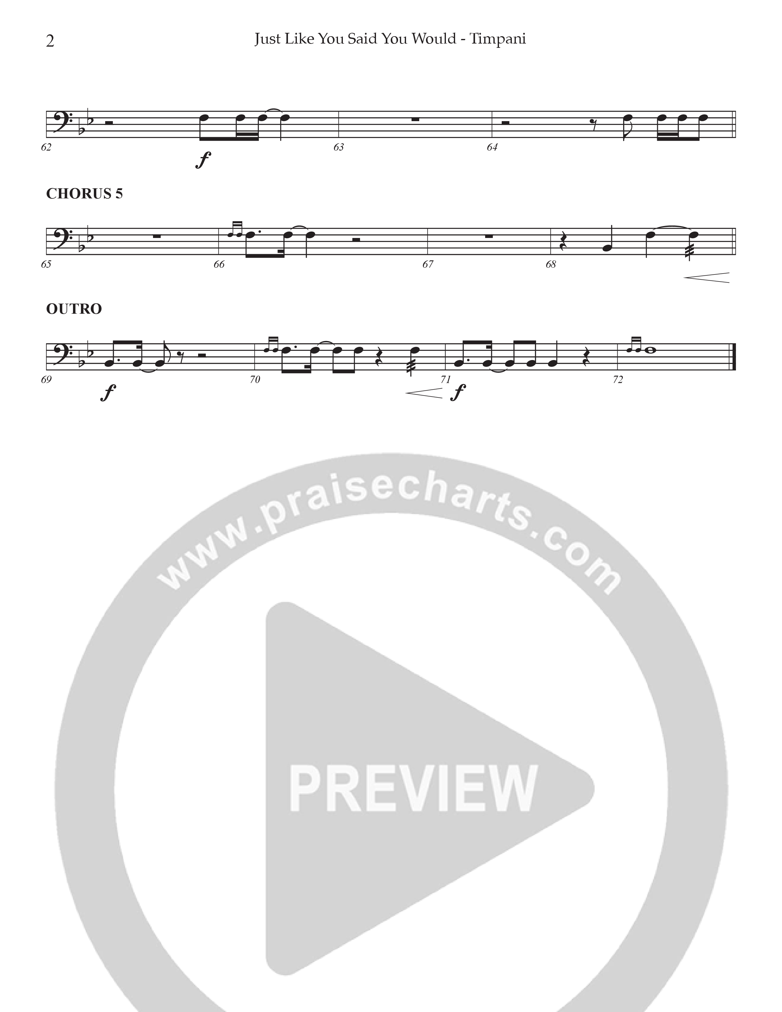 Just Like You Said You Would Timpani (Prestonwood Worship / Arr. Dylan McNab / Orch. Johann Acuna)