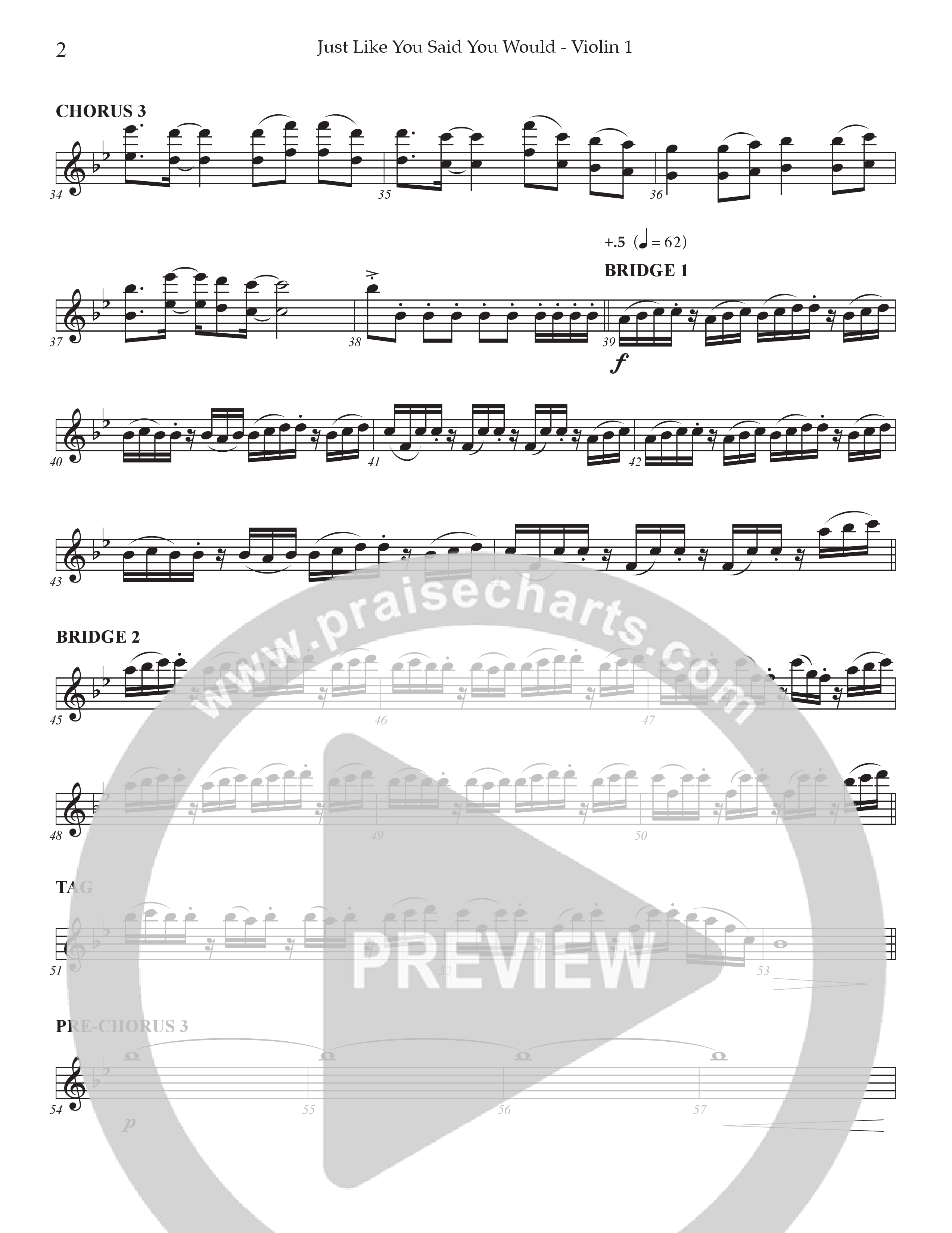 Just Like You Said You Would Violin 1 (Prestonwood Worship / Arr. Dylan McNab / Orch. Johann Acuna)