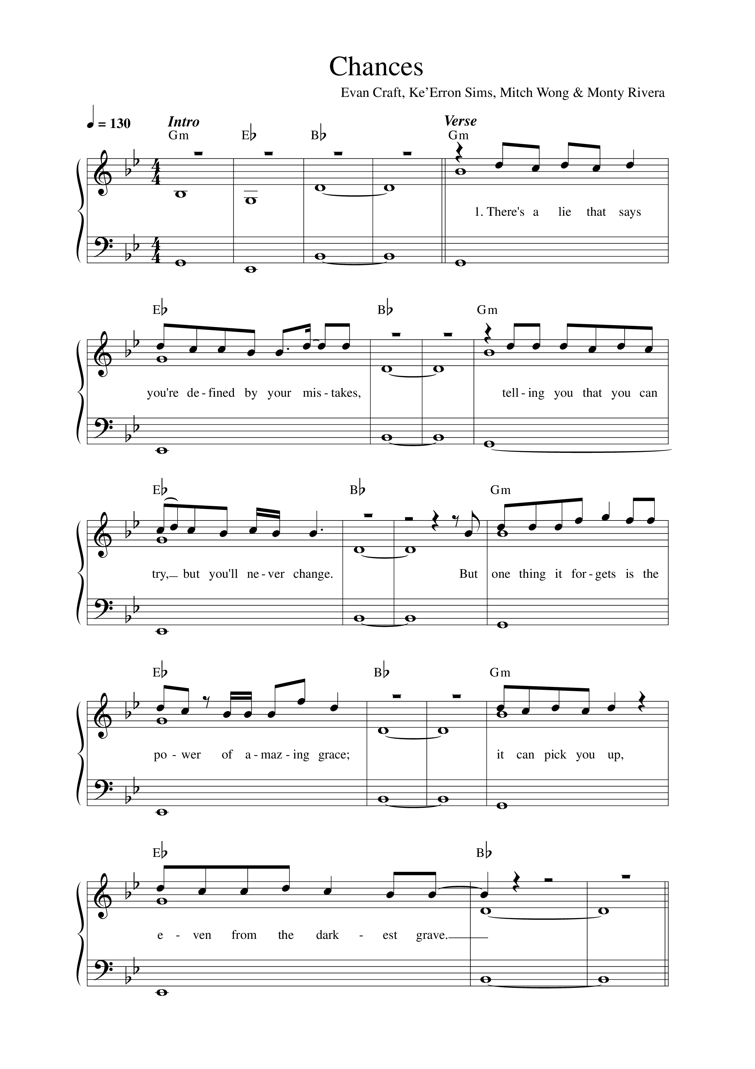 Chances (Live) Lead Sheet Melody (Ke'Erron)