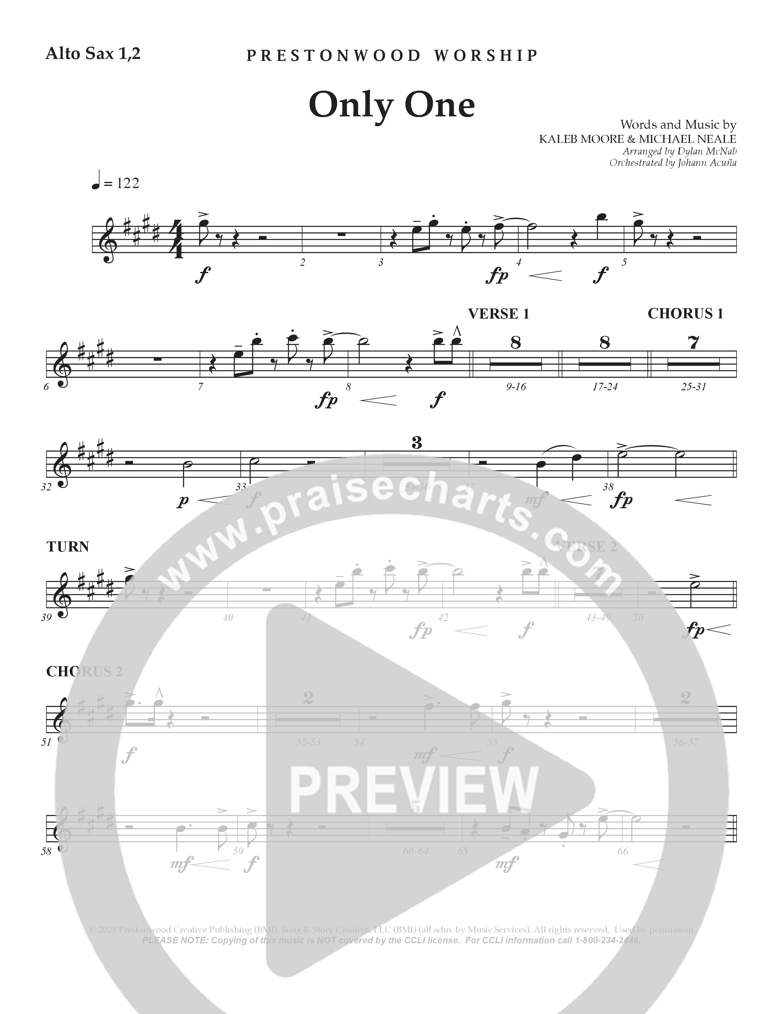Only One Alto Sax 1/2 (Prestonwood Worship / Arr. Dylan McNab / Orch. Johann Acuna)