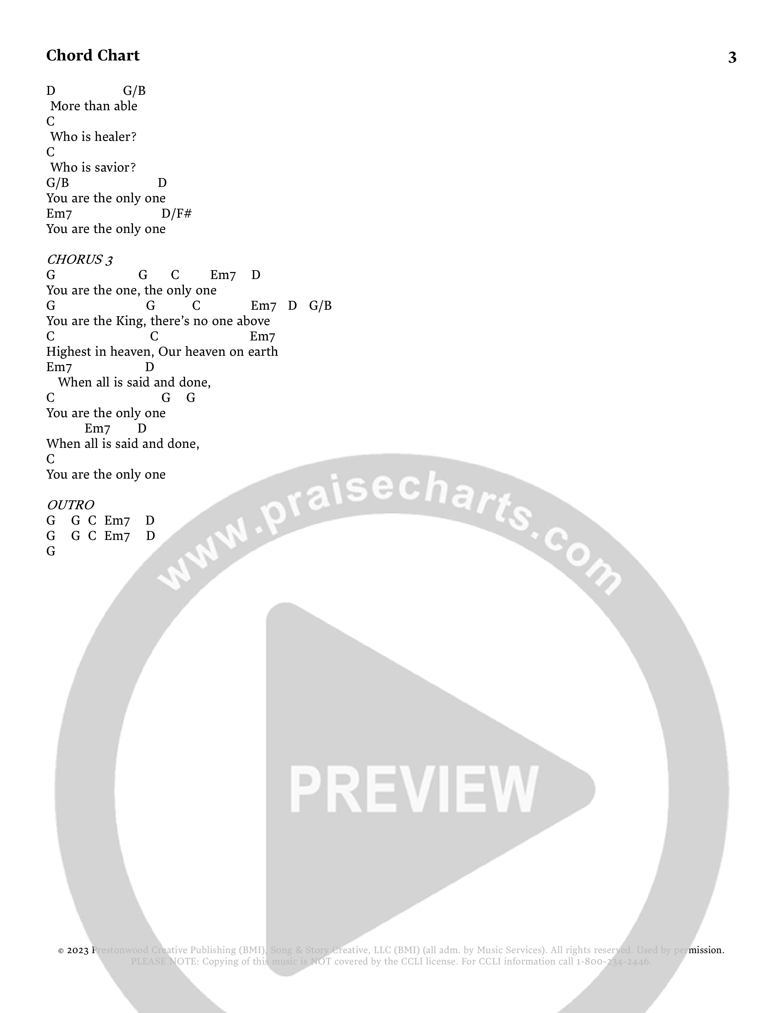 Only One Chords & Lyrics (Prestonwood Worship / Arr. Dylan McNab / Orch. Johann Acuna)