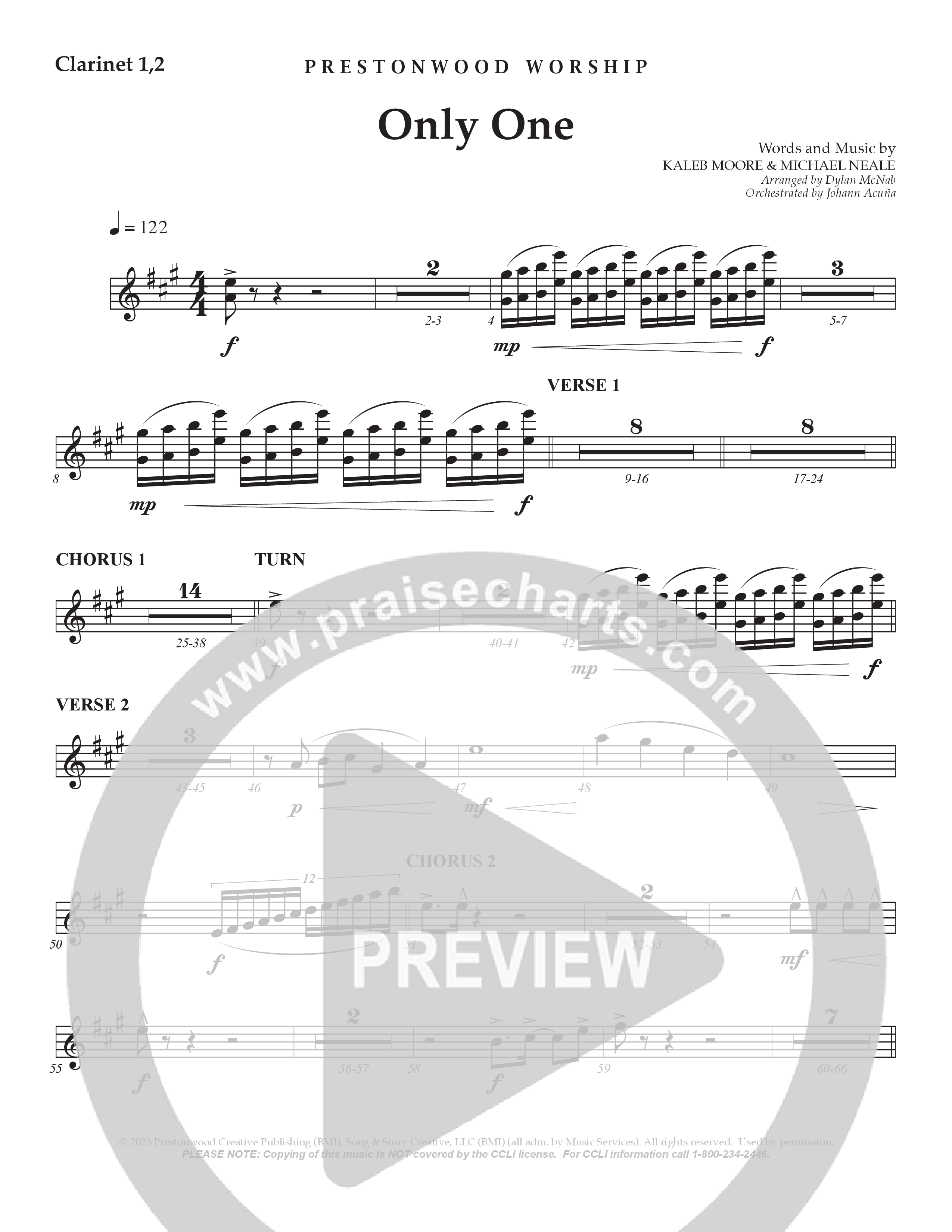 Only One Clarinet 1/2 (Prestonwood Worship / Arr. Dylan McNab / Orch. Johann Acuna)