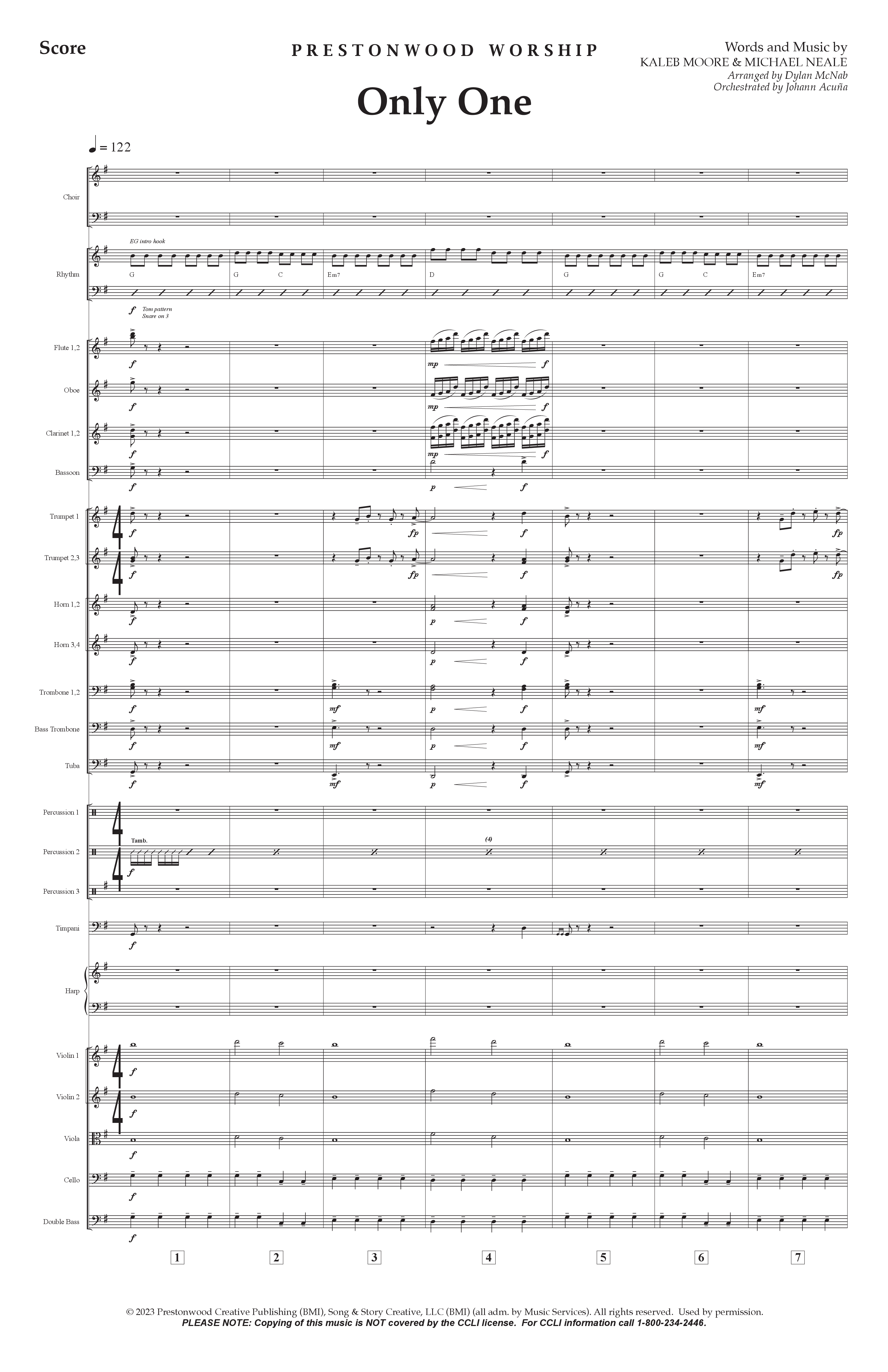 Only One Conductor's Score (Prestonwood Worship / Arr. Dylan McNab / Orch. Johann Acuna)