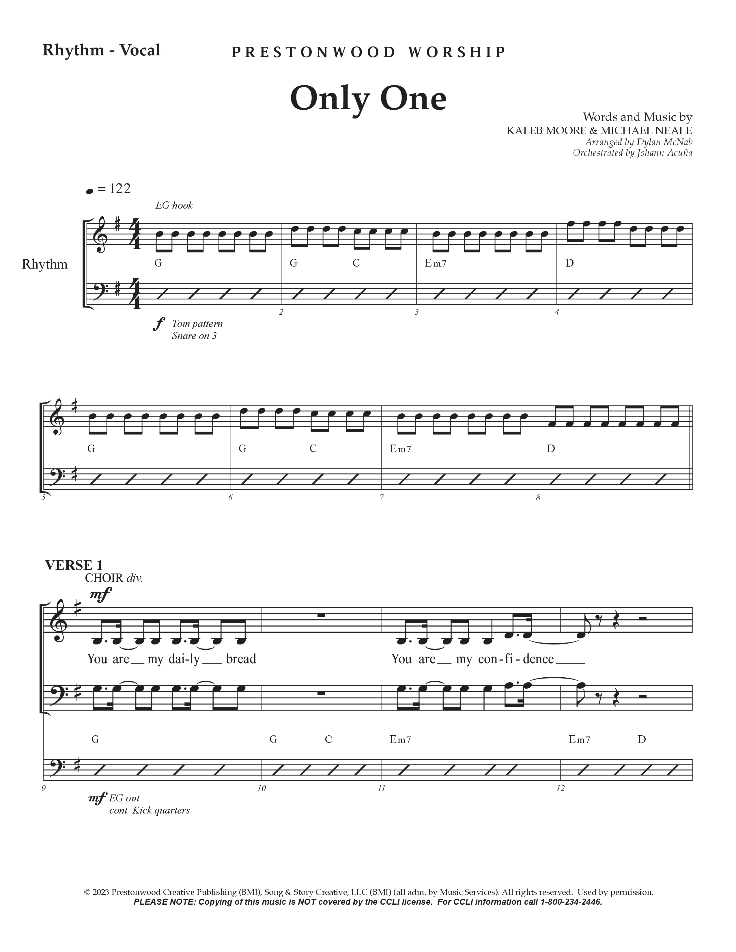Only One Rhythm/Vocal (Prestonwood Worship / Arr. Dylan McNab / Orch. Johann Acuna)