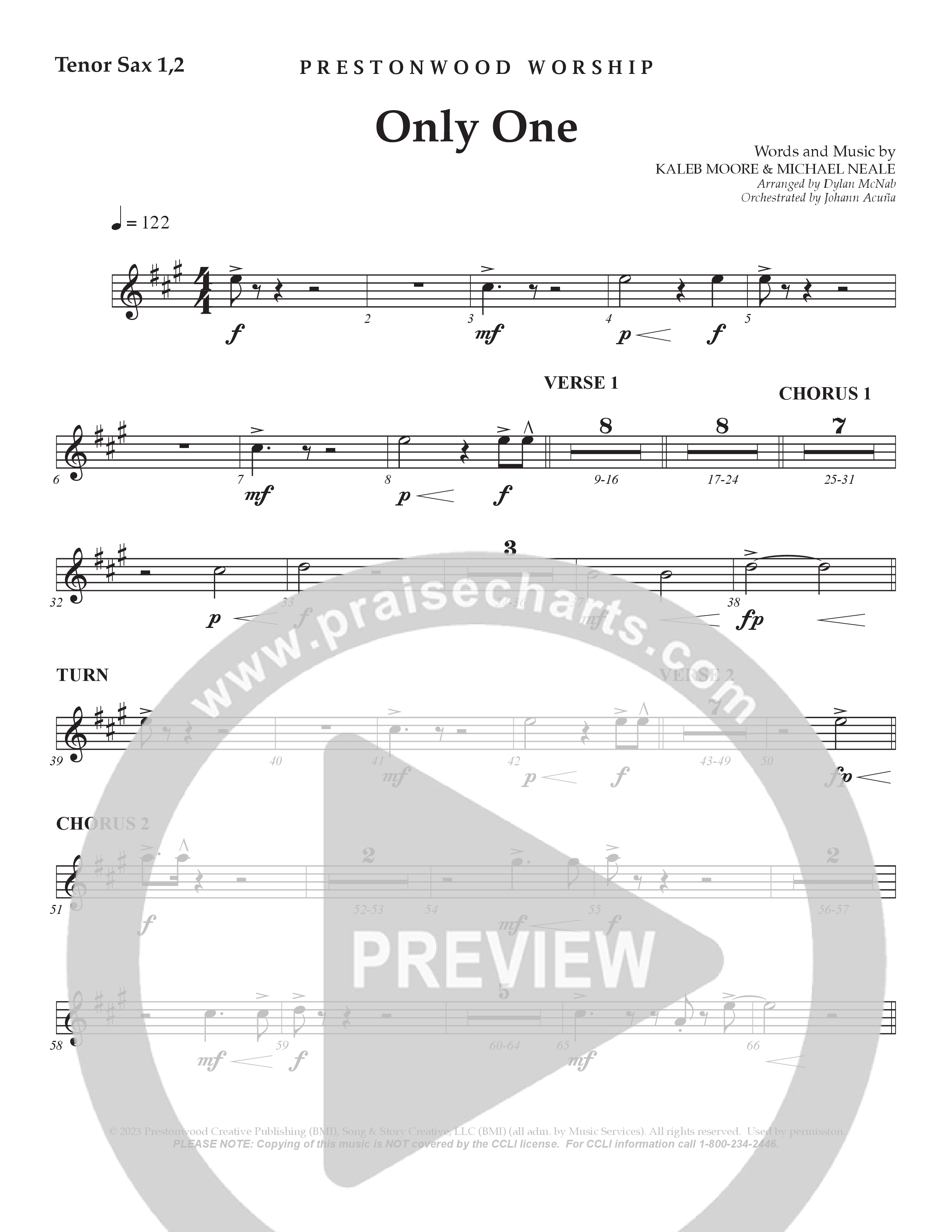 Only One Tenor Sax 1/2 (Prestonwood Worship / Arr. Dylan McNab / Orch. Johann Acuna)