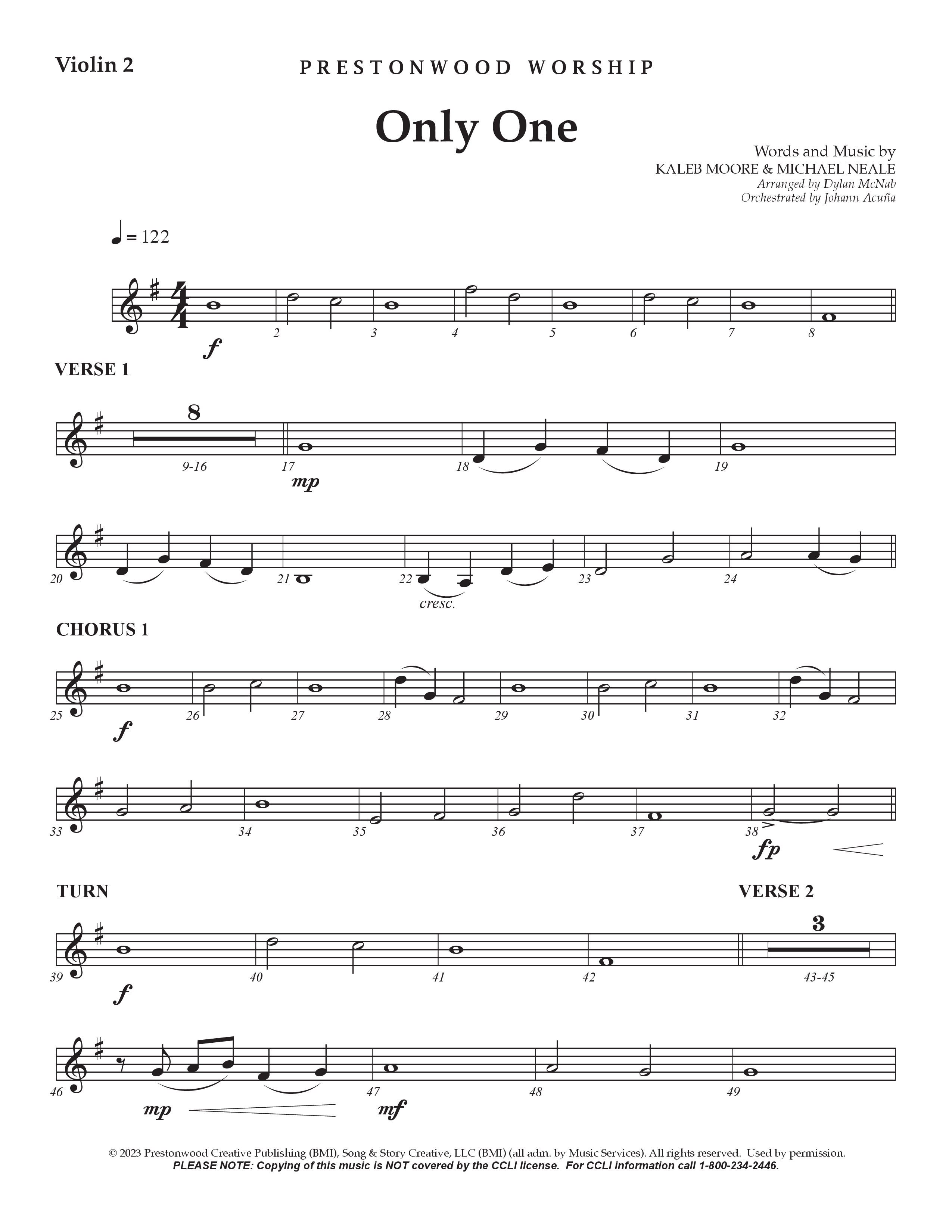 Only One Violin 2 (Prestonwood Worship / Arr. Dylan McNab / Orch. Johann Acuna)