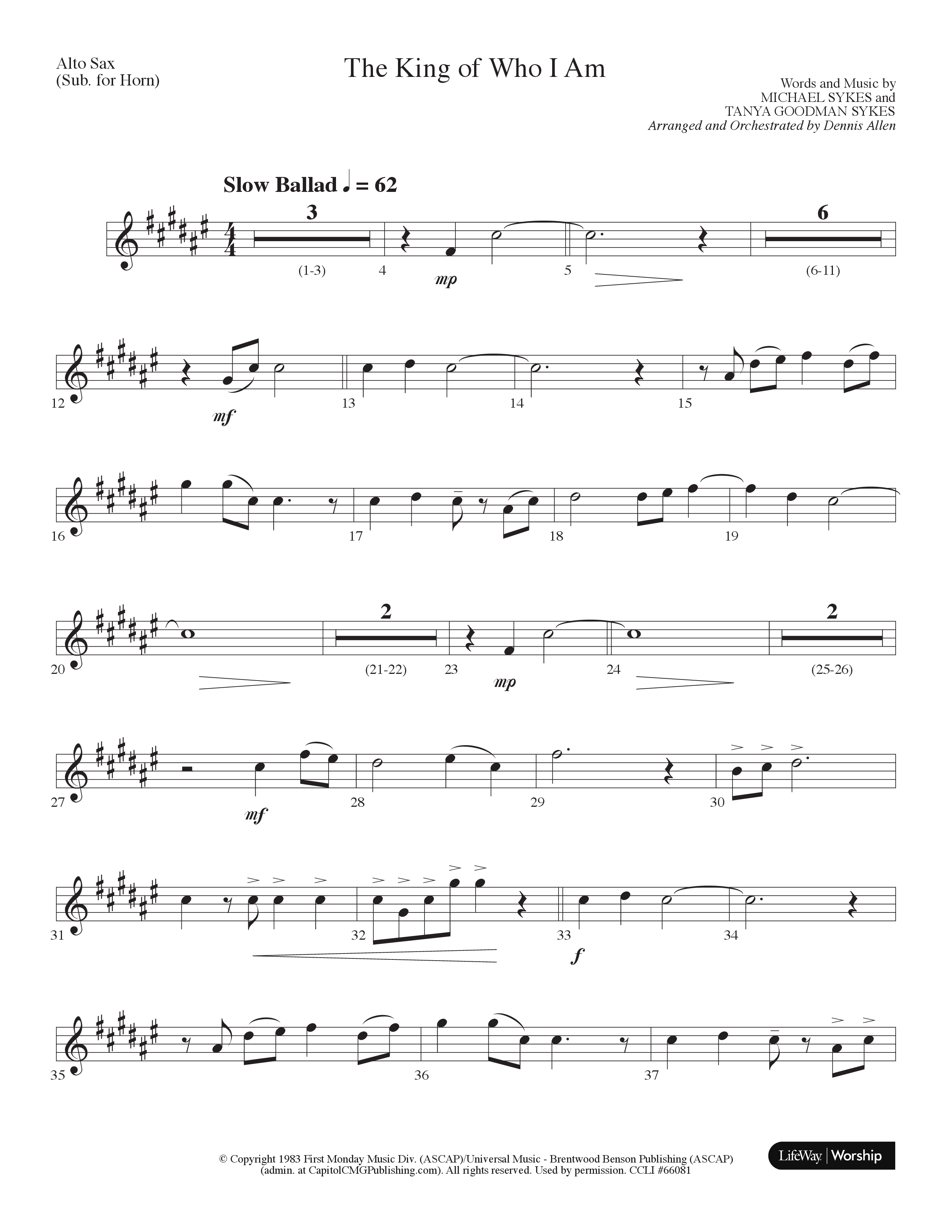The King Of Who I Am (Choral Anthem SATB) Alto Sax (Lifeway Choral / Arr. Dennis Allen)