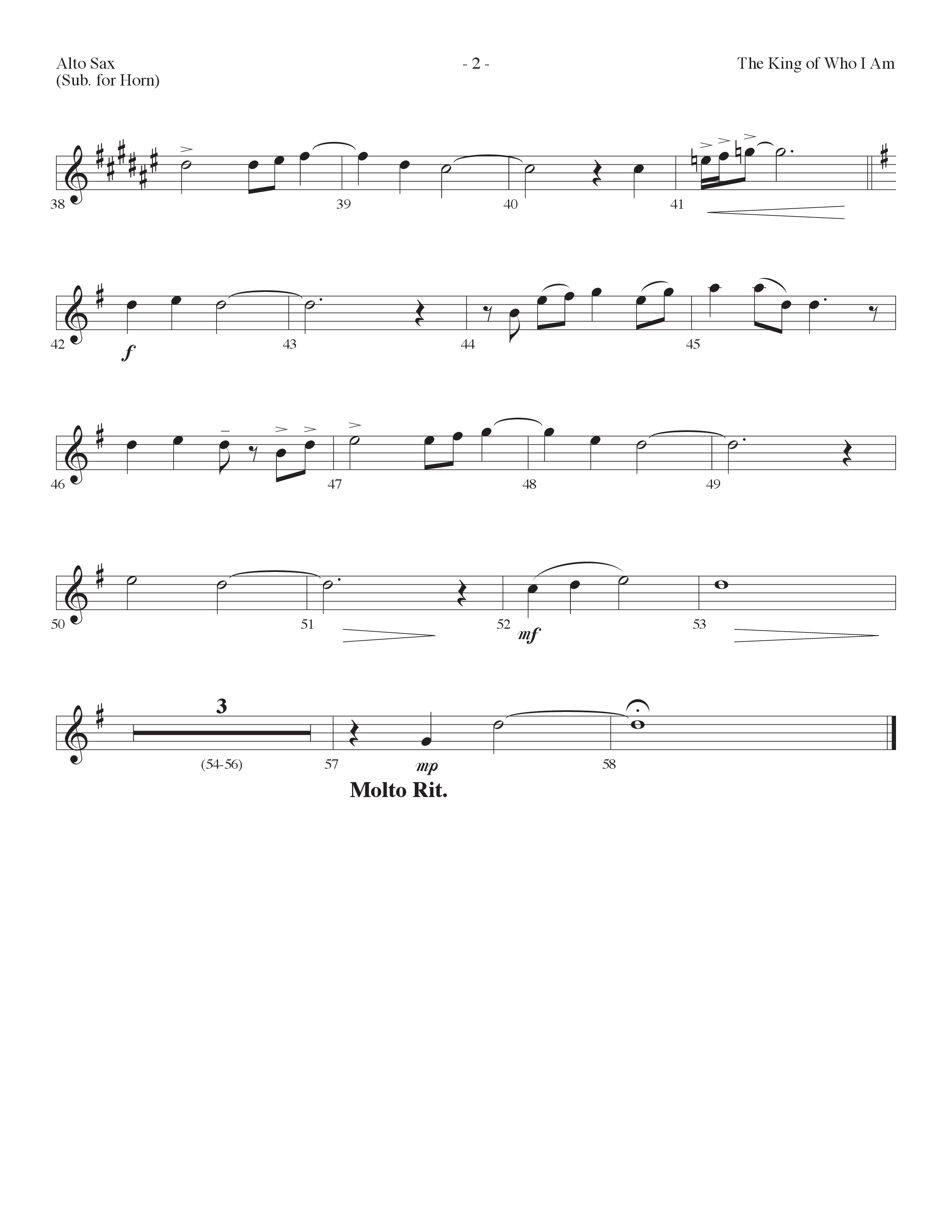 The King Of Who I Am (Choral Anthem SATB) Alto Sax (Lifeway Choral / Arr. Dennis Allen)