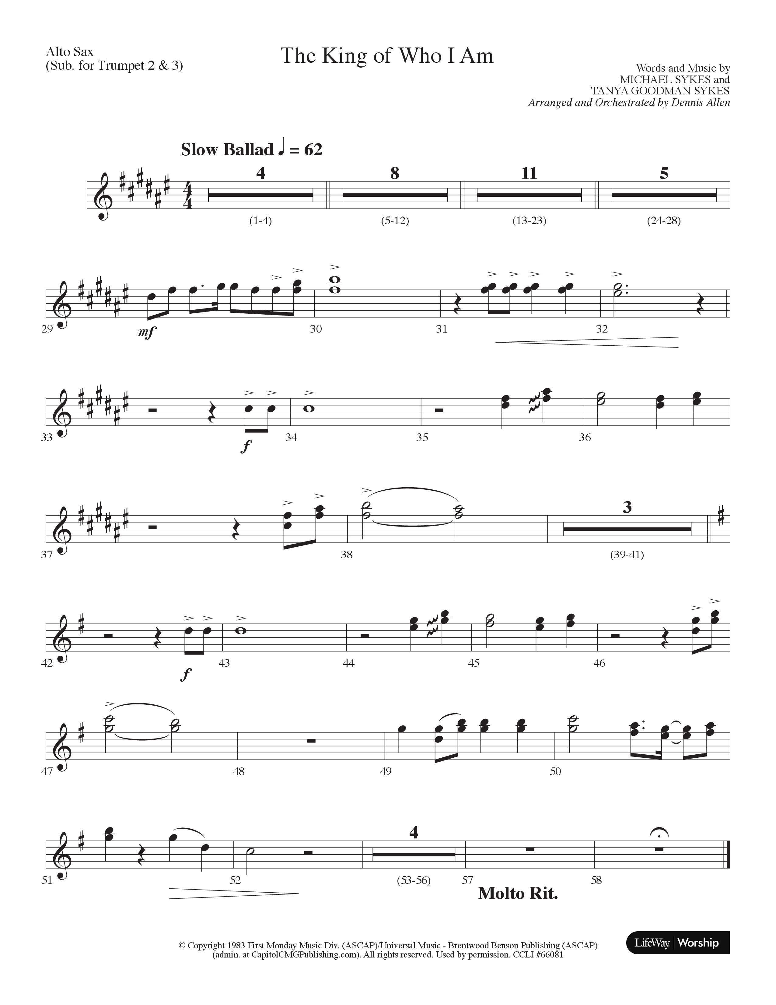 The King Of Who I Am (Choral Anthem SATB) Alto Sax (Lifeway Choral / Arr. Dennis Allen)