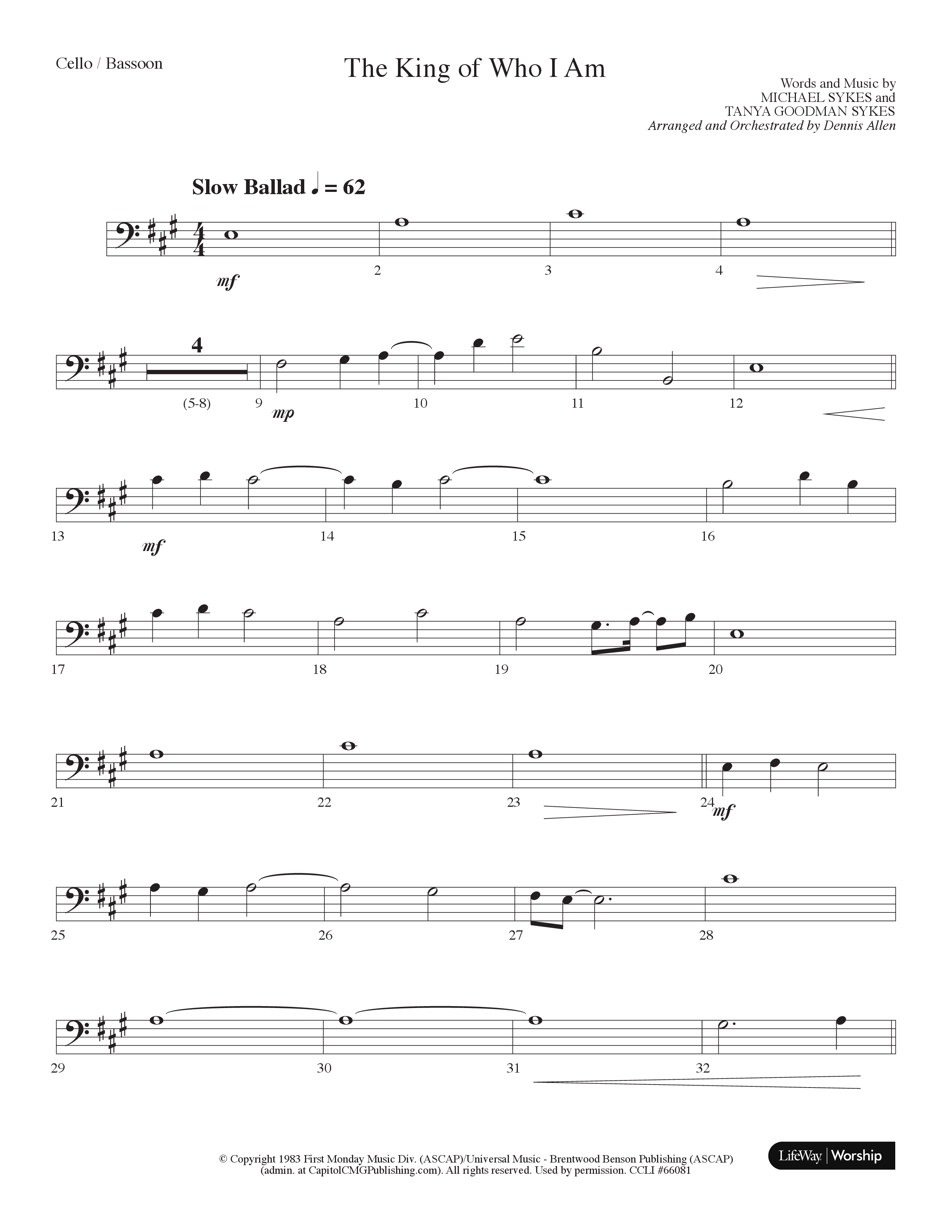 The King Of Who I Am (Choral Anthem SATB) Cello (Lifeway Choral / Arr. Dennis Allen)