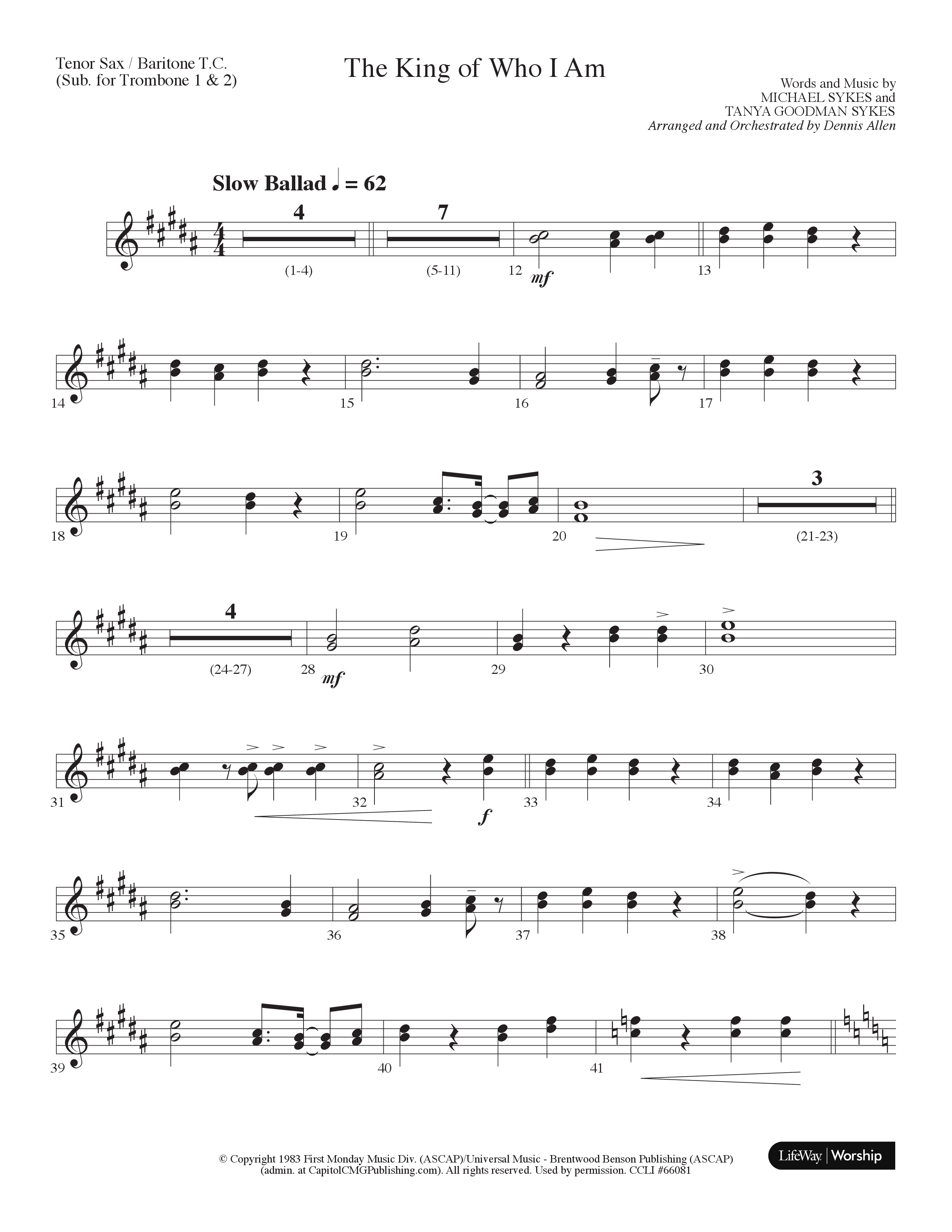 The King Of Who I Am (Choral Anthem SATB) Tenor Sax/Baritone T.C. (Lifeway Choral / Arr. Dennis Allen)