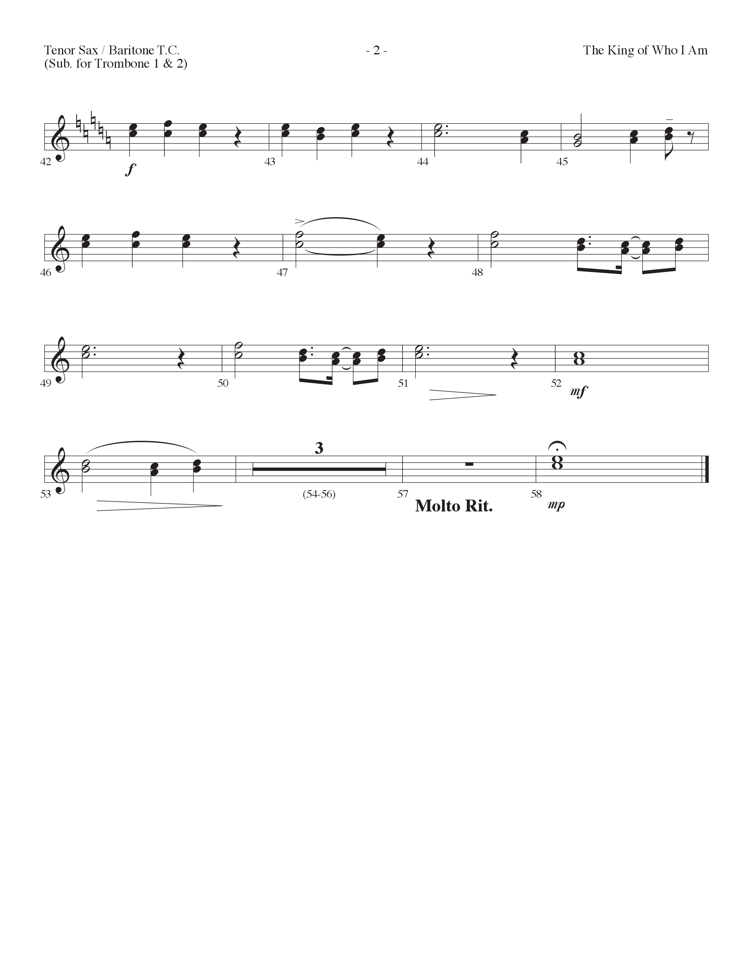 The King Of Who I Am (Choral Anthem SATB) Tenor Sax/Baritone T.C. (Lifeway Choral / Arr. Dennis Allen)