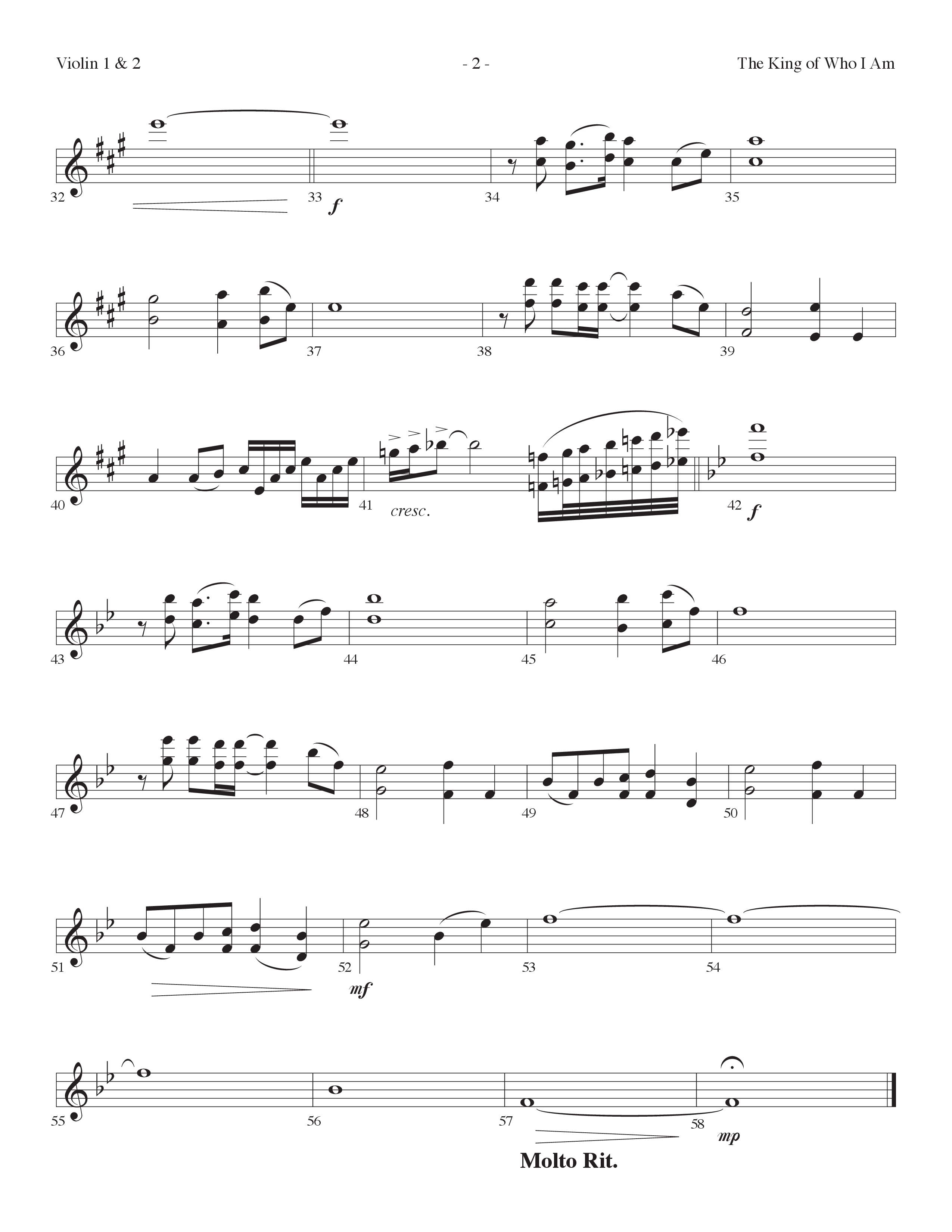 The King Of Who I Am (Choral Anthem SATB) Violin 1/2 (Lifeway Choral / Arr. Dennis Allen)