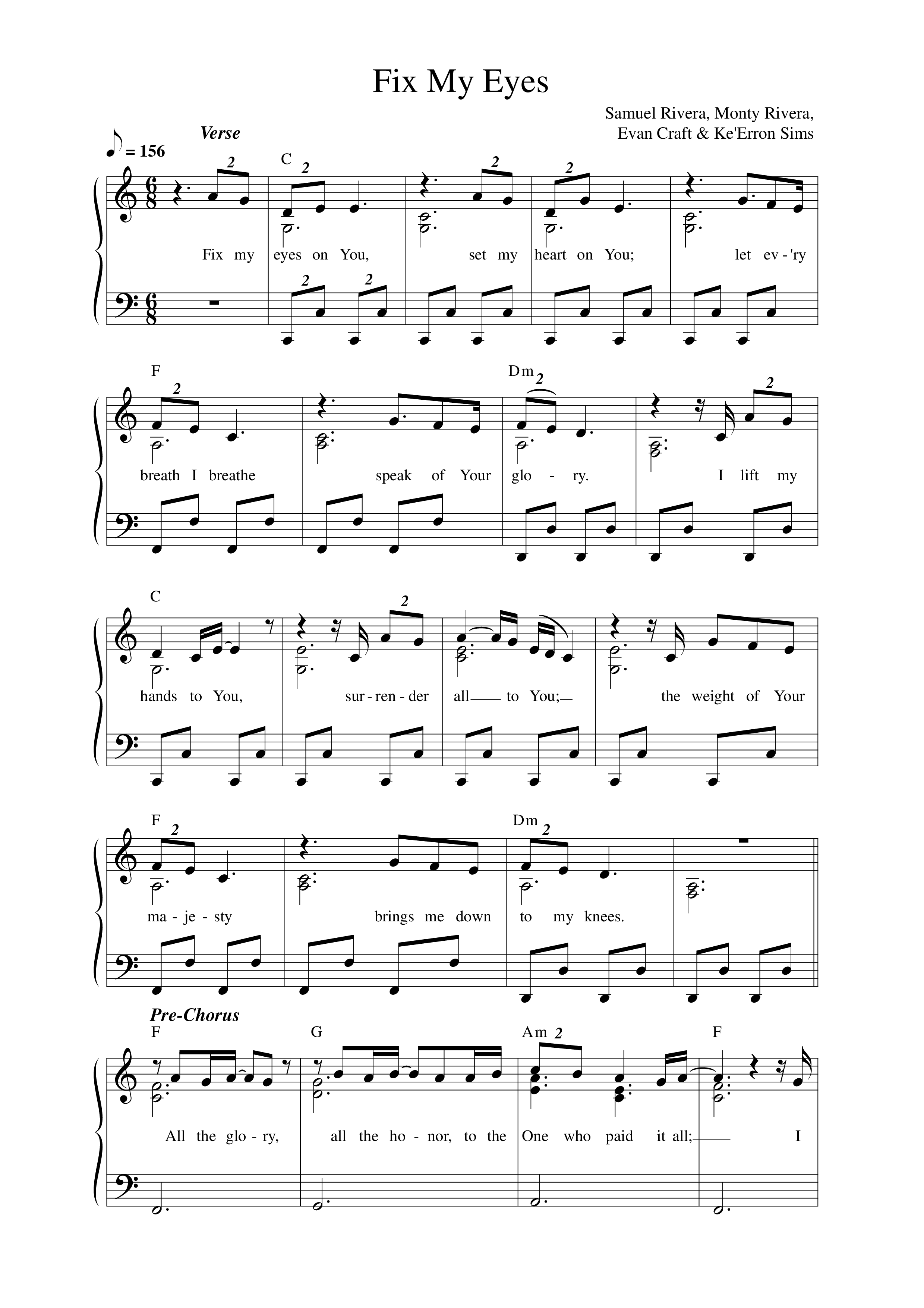 Fix My Eyes (Live) Lead Sheet Melody (Ke'Erron)