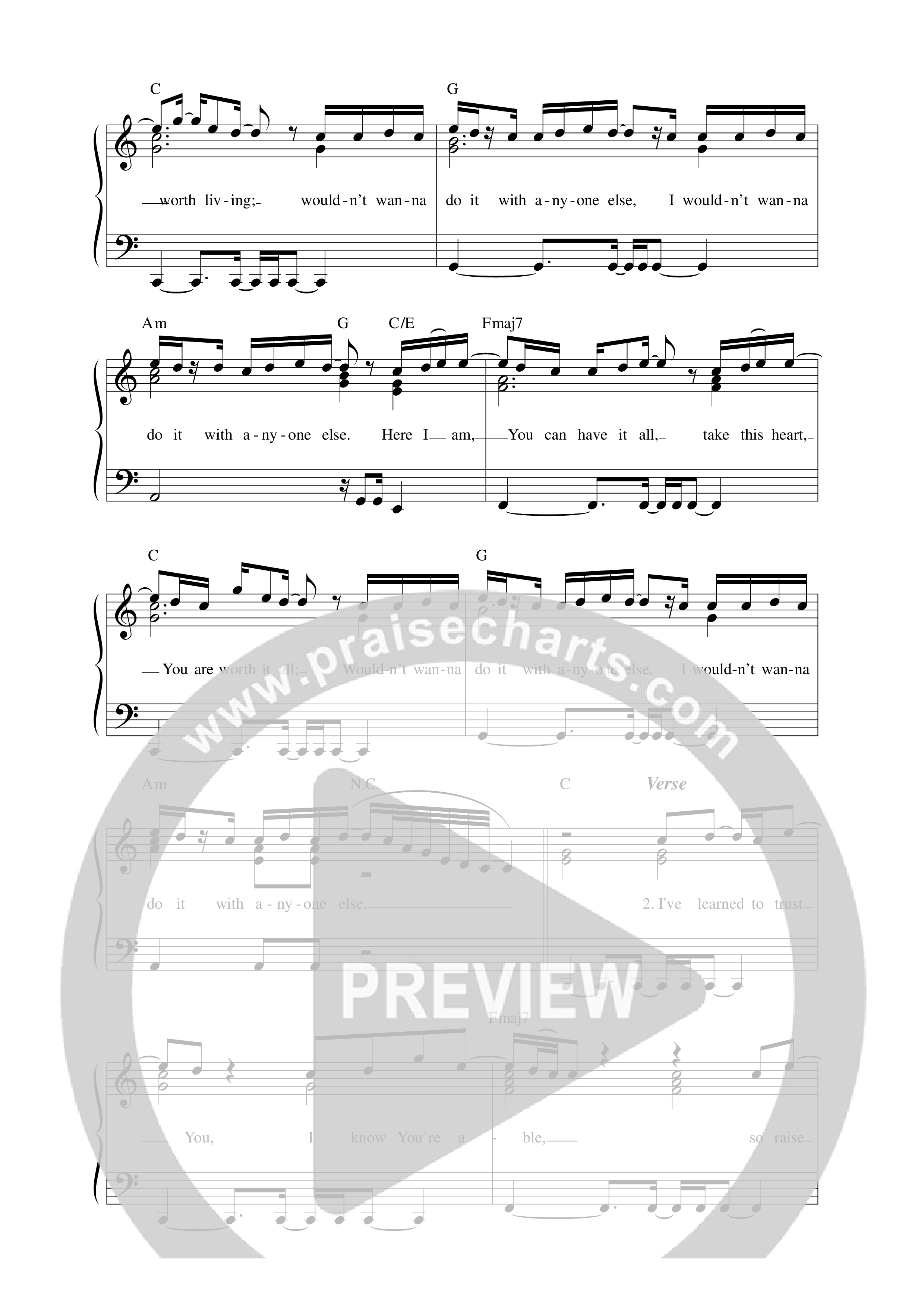 Life Worth Living (Live) Lead Sheet Melody (Ke'Erron)