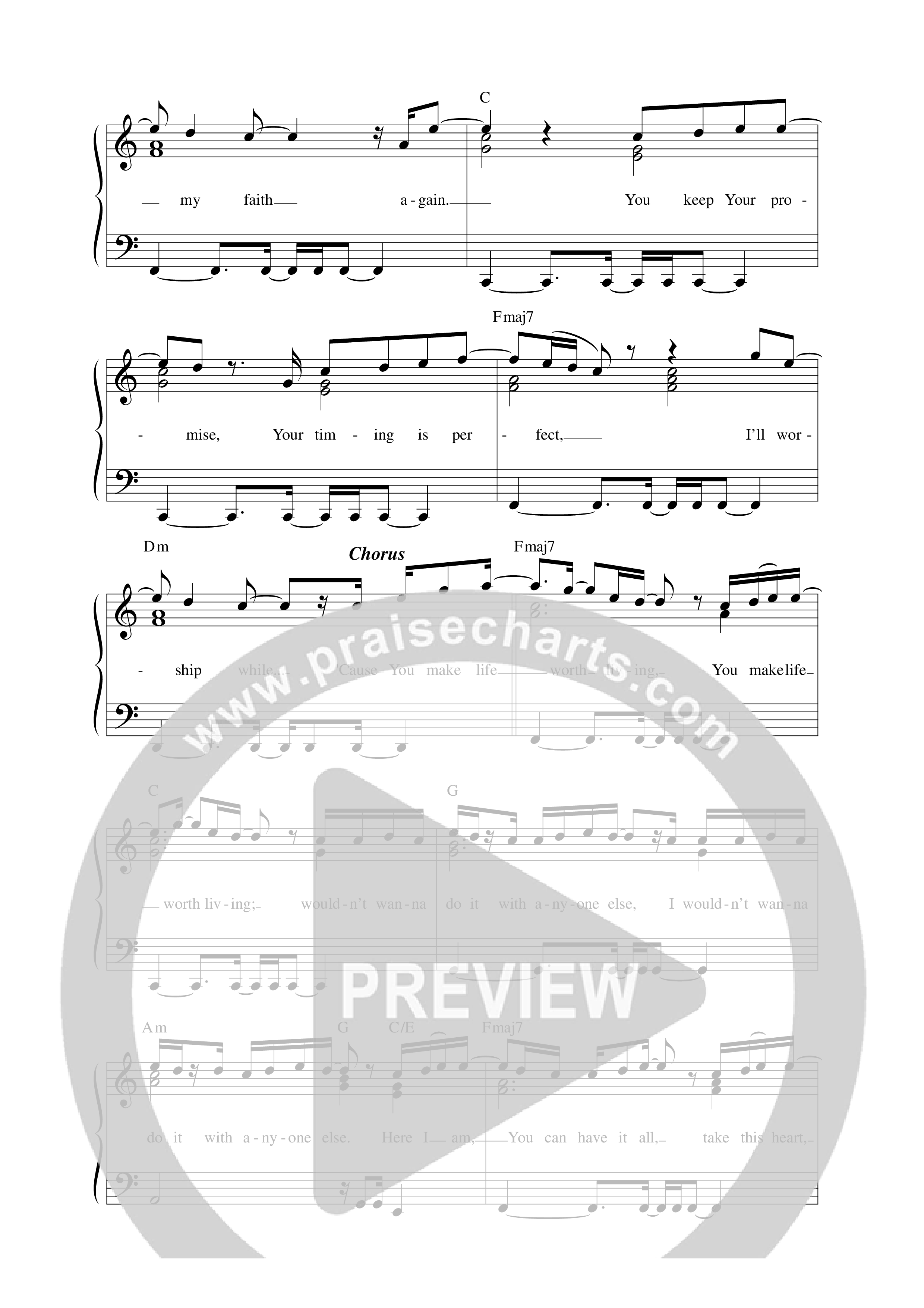 Life Worth Living (Live) Lead Sheet Melody (Ke'Erron)