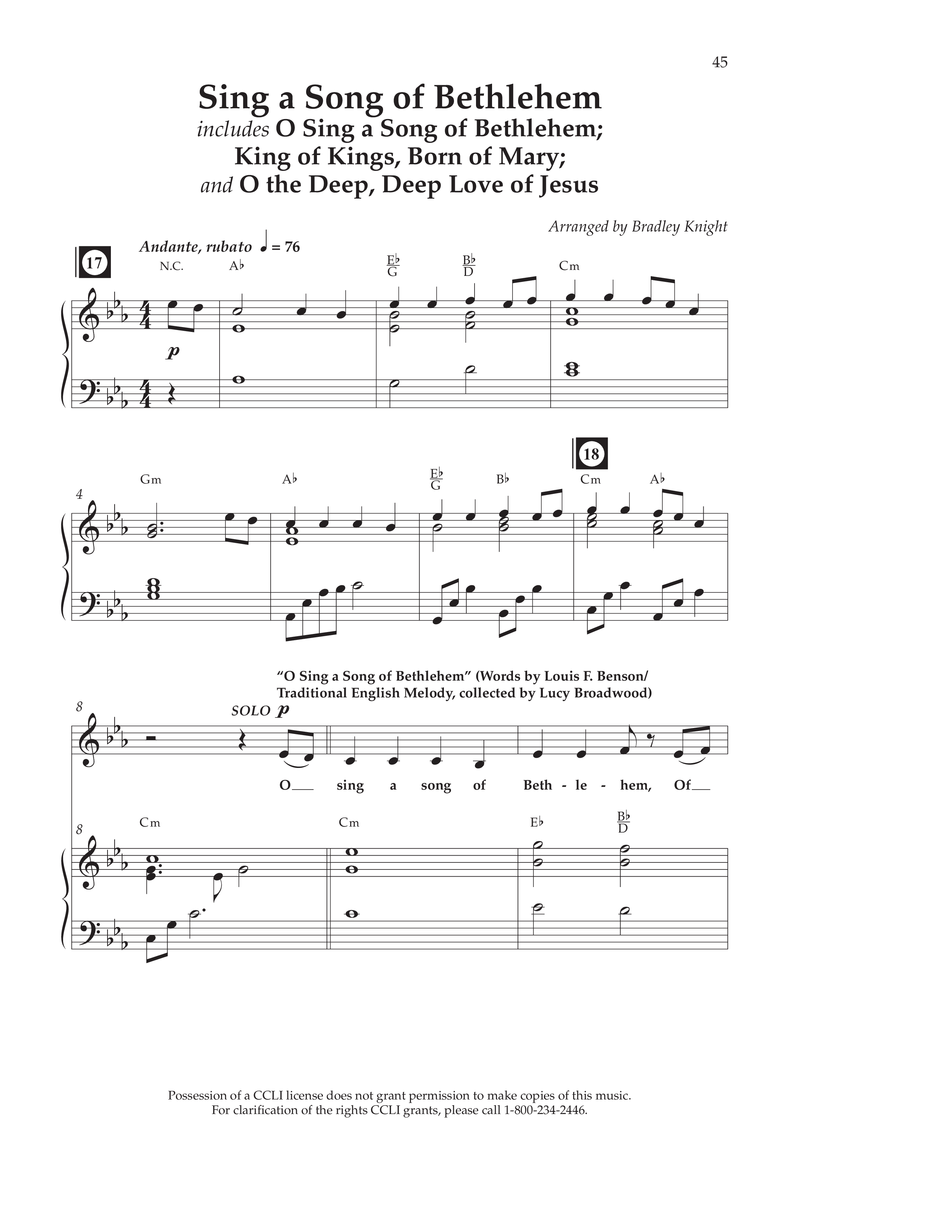 The Carols Of Christmas Vol 1 (12 Song Choral Collection) Song 3 (Piano SATB) (Lifeway Choral / Arr. Bradley Knight)