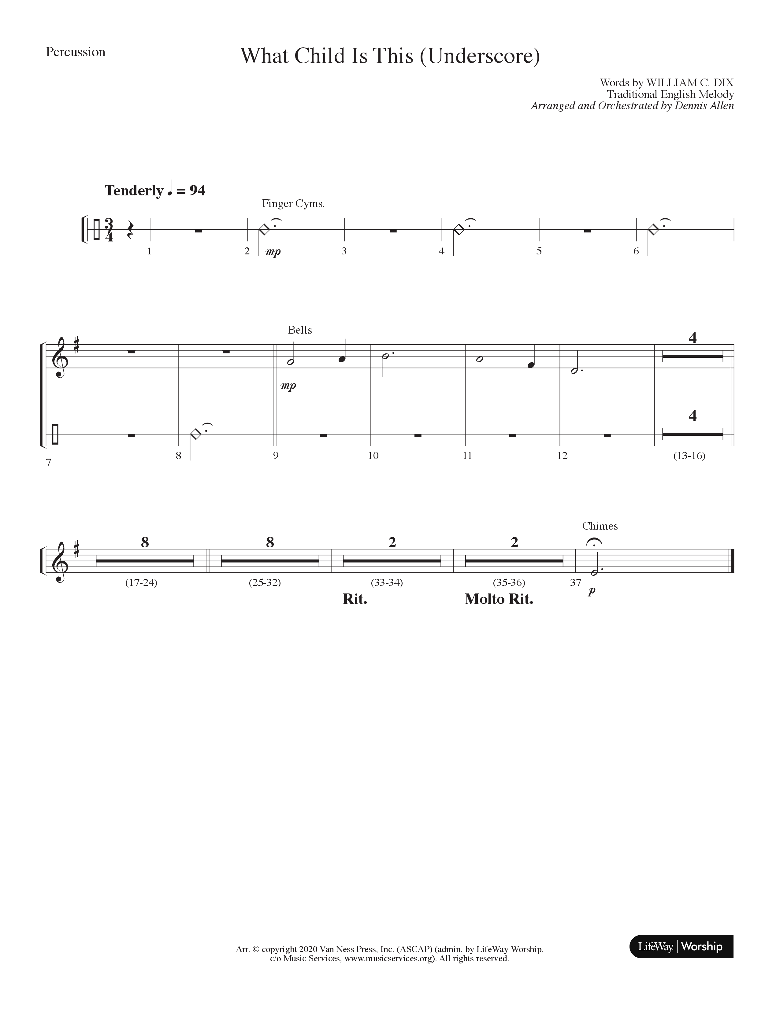 What Child Is This (Underscore) (Instrumental) Percussion (Lifeway Choral / Arr. Dennis Allen)