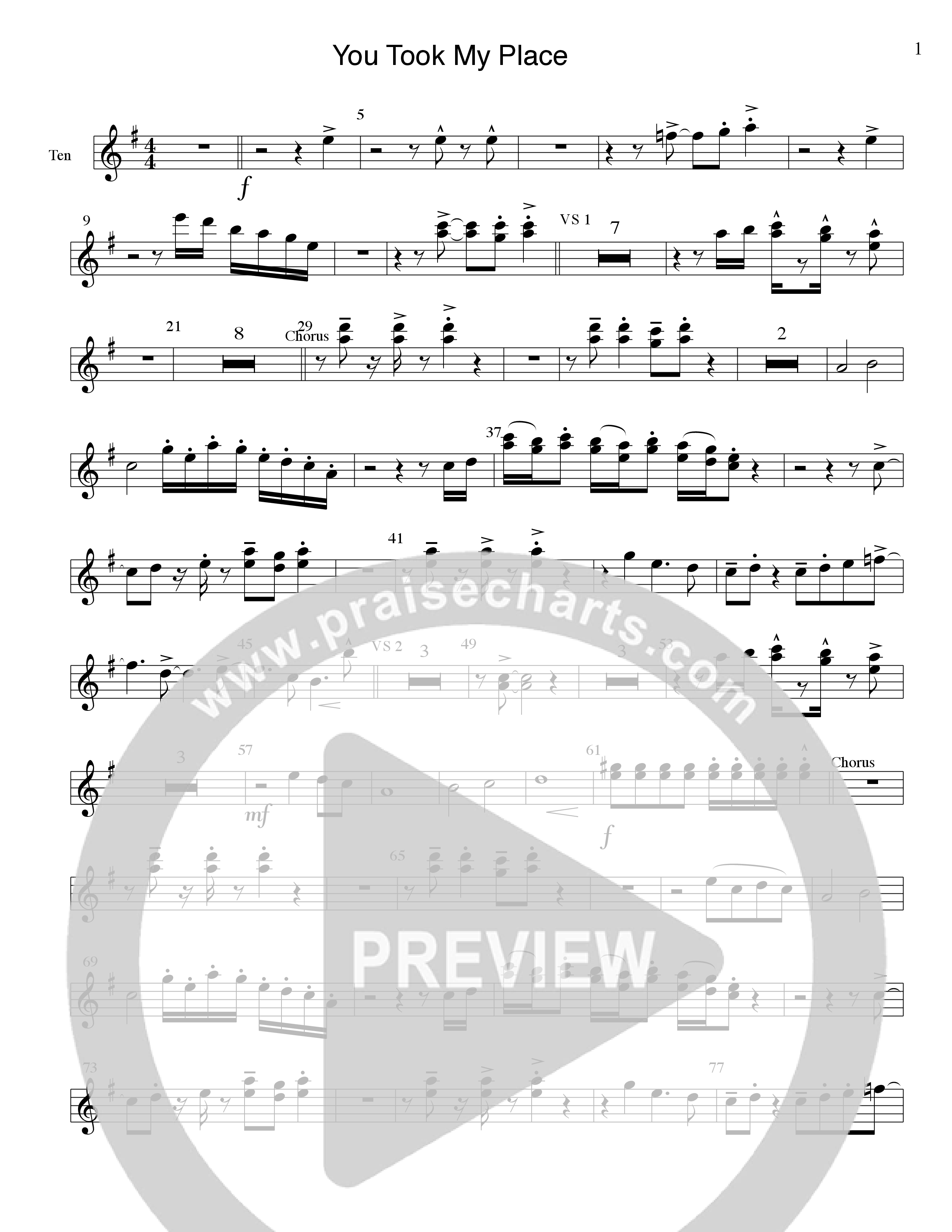 You Took My Place Tenor Sax/Baritone T.C. (Tommy Walker)