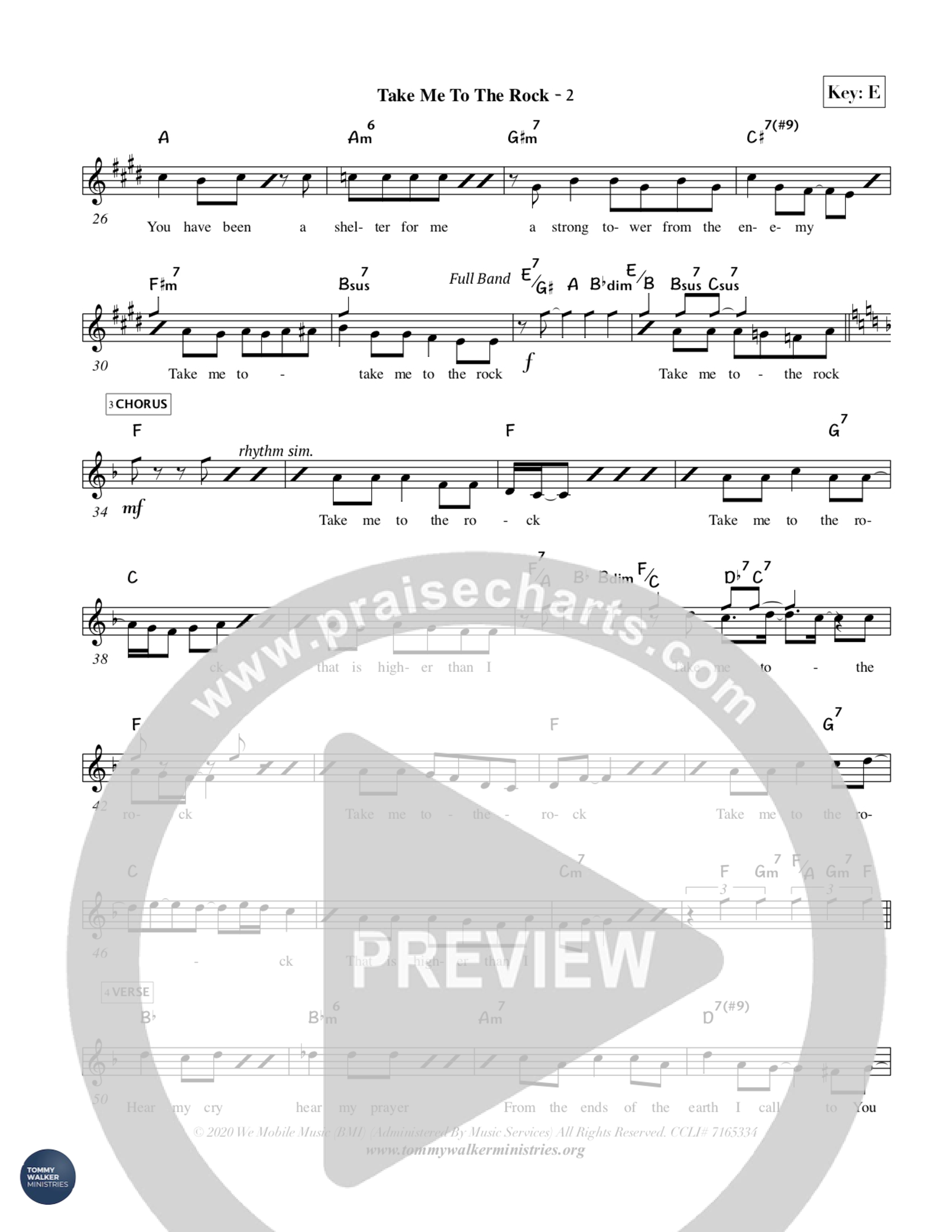 Take Me To The Rock Lead Sheet Melody (Tommy Walker)