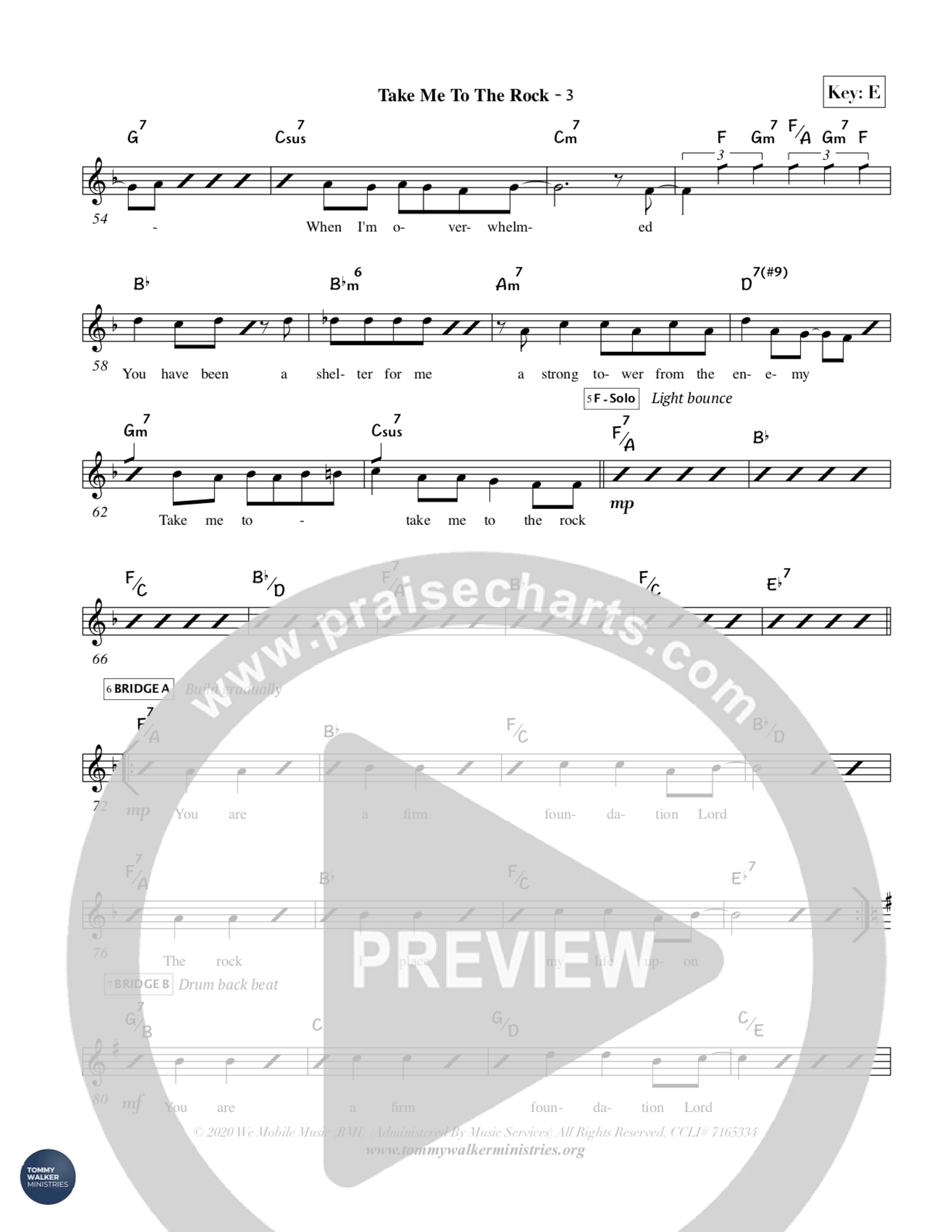 Take Me To The Rock Lead Sheet Melody (Tommy Walker)