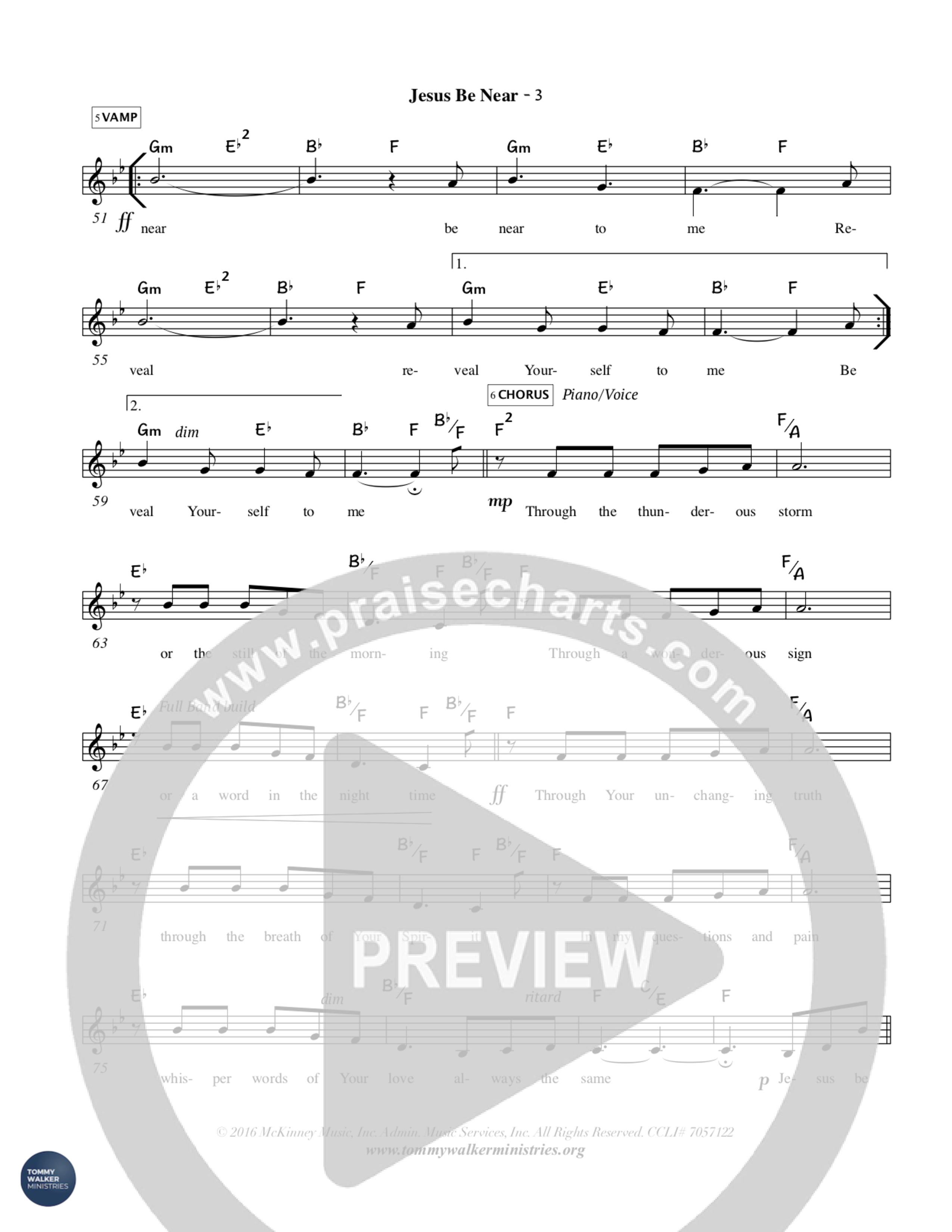 Jesus Be Near To Me Lead Sheet Melody (Tommy Walker)