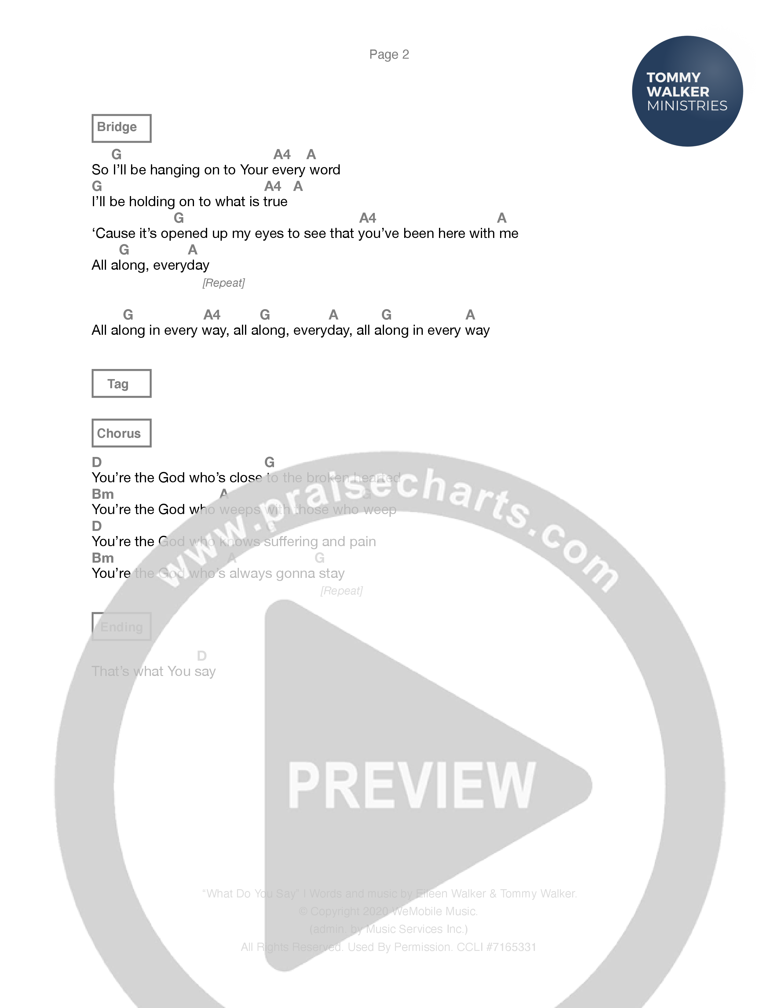 What Do You Say Chord Chart (Tommy Walker)