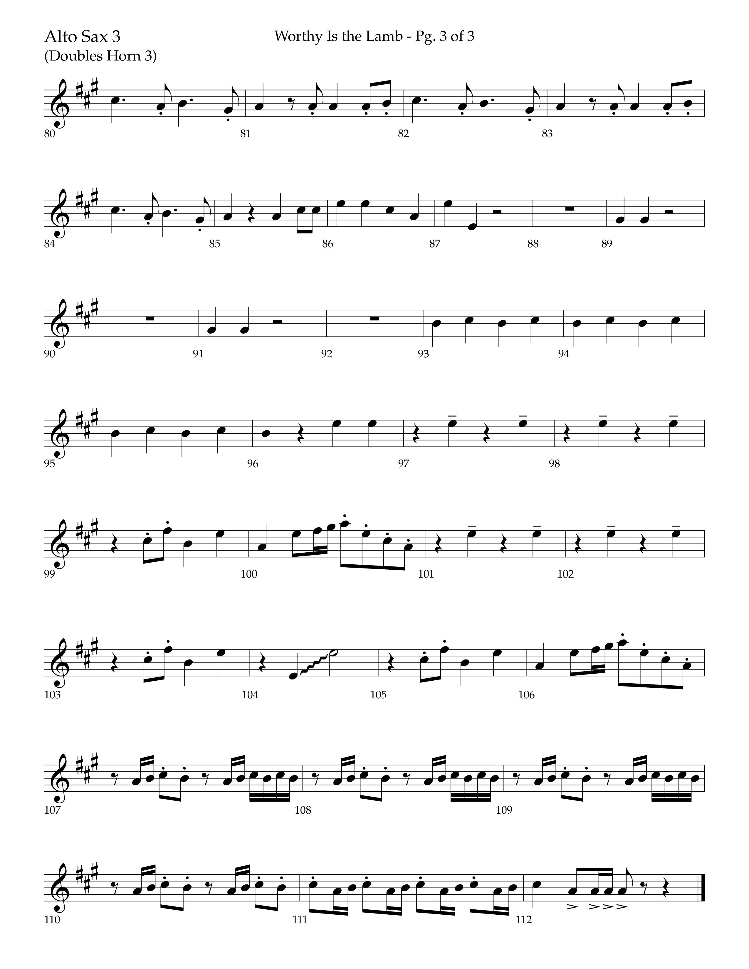 Worthy Is The Lamb (with Gloria) (Choral Anthem SATB) Alto Sax (Lifeway Choral / Arr. Trey Ivey)