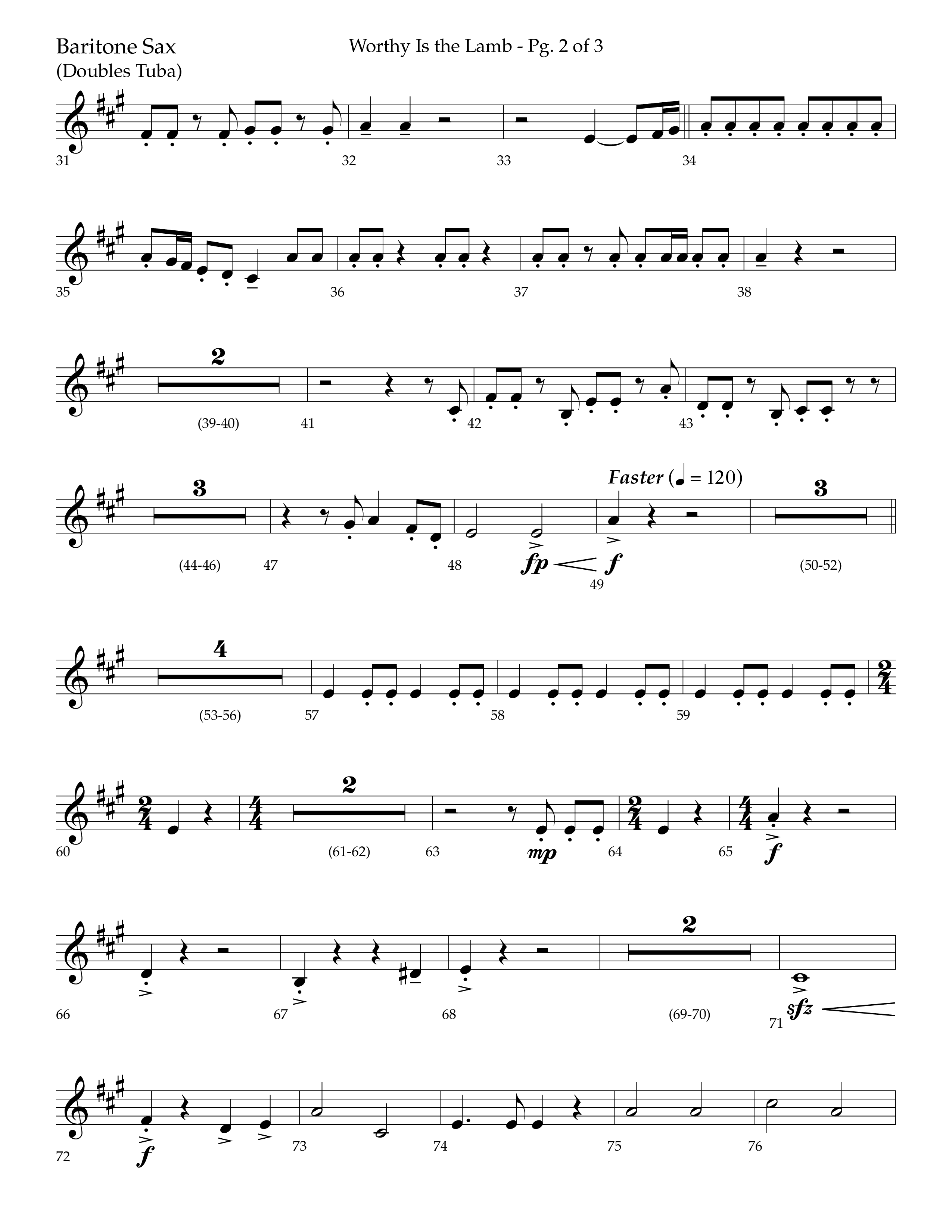 Worthy Is The Lamb (with Gloria) (Choral Anthem SATB) Bari Sax (Lifeway Choral / Arr. Trey Ivey)